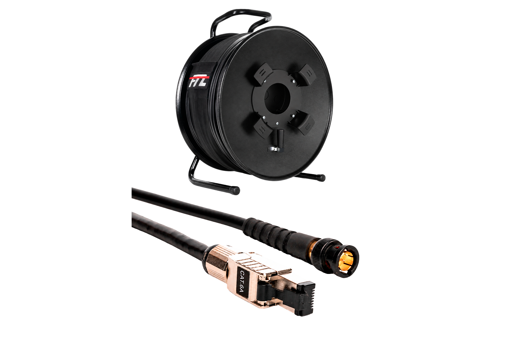 Manguera profesional: 1 x Ethernet PRO CAT6 S/FTP (Shielded) 250Mhz - 10G // 1 x Coaxial SDI 12G:  Ø16 mm 