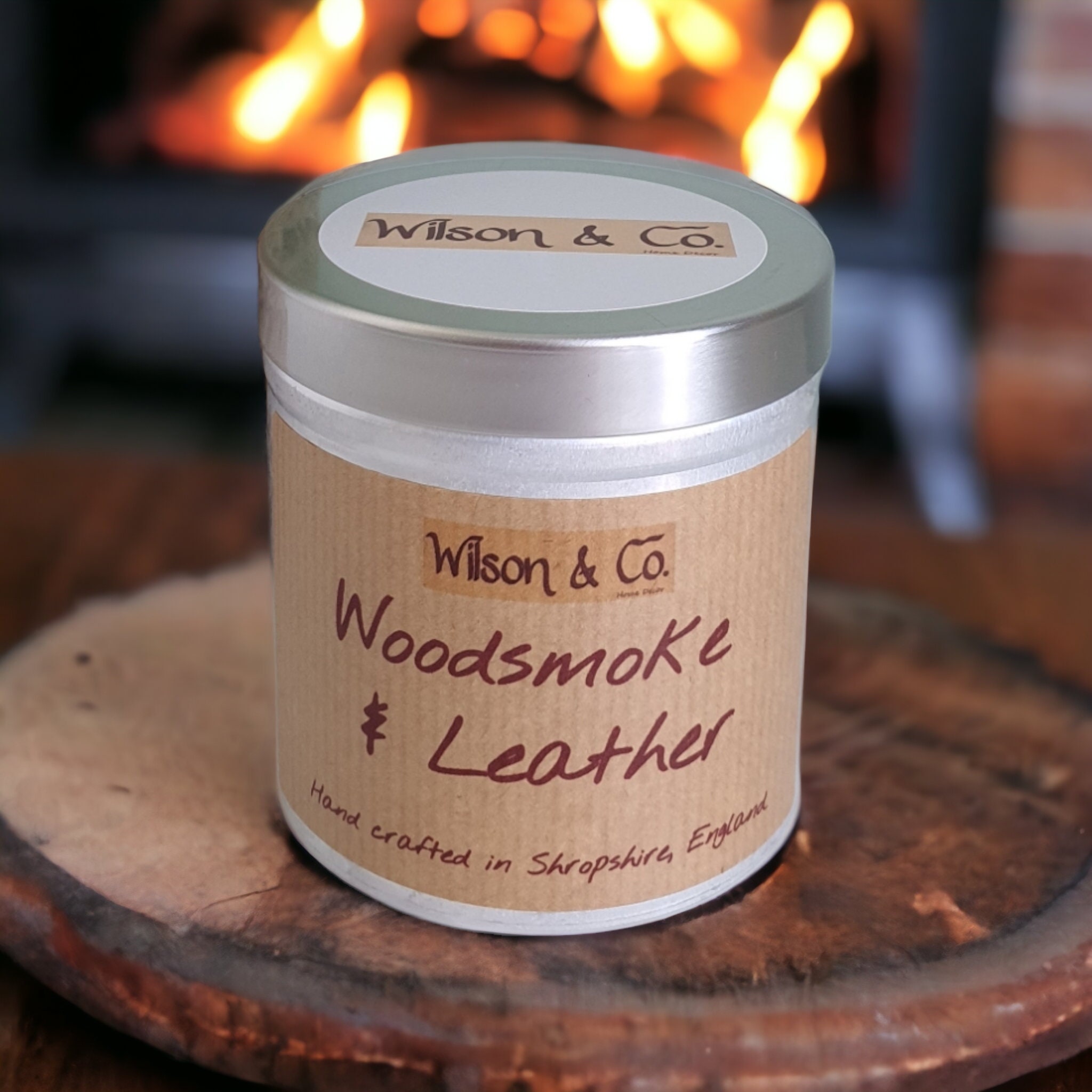 Woodsmoke & Leather Scented Candle 230g 