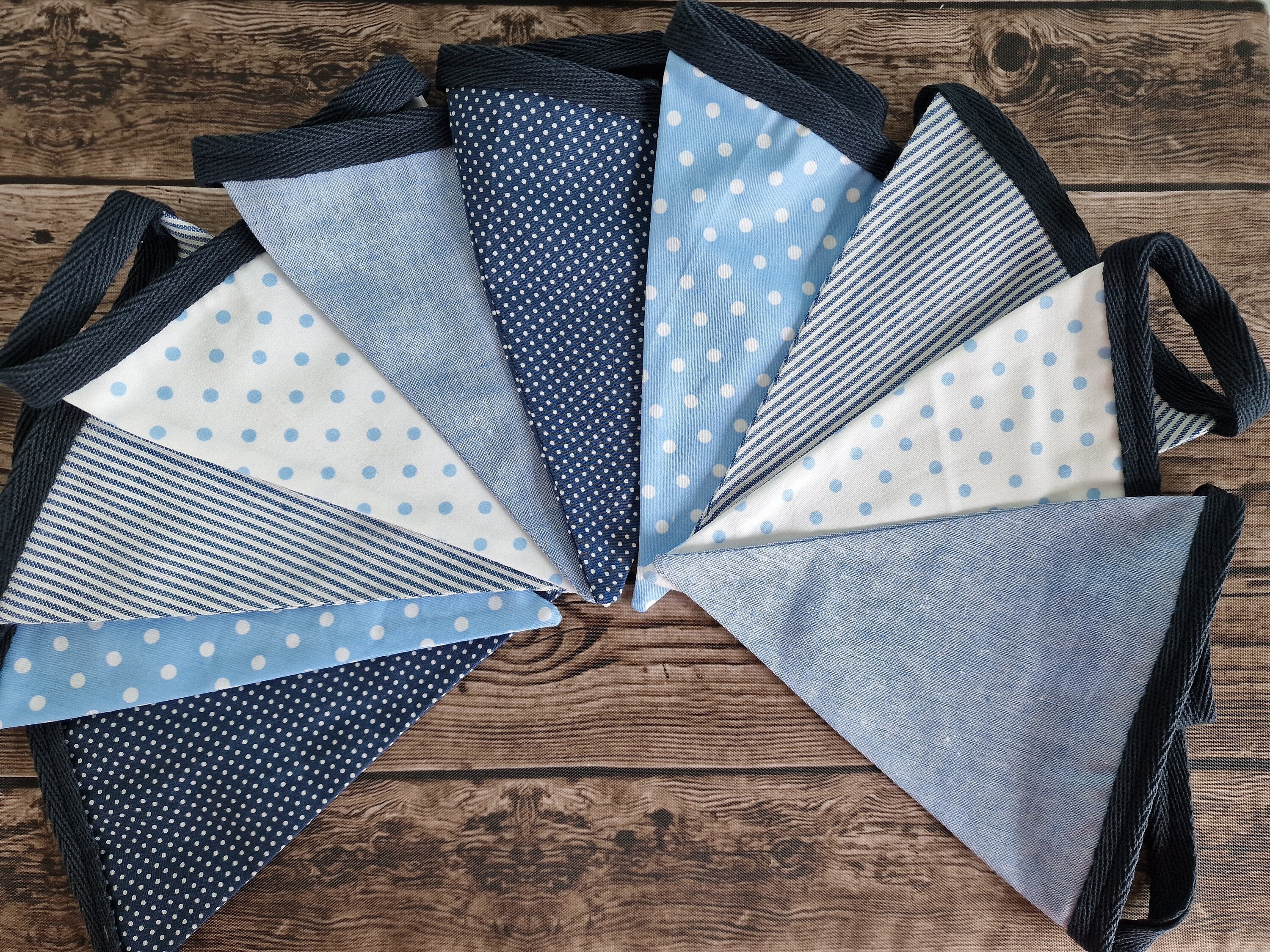 Navy Blue & White Double Sided fabric bunting | nautical theme