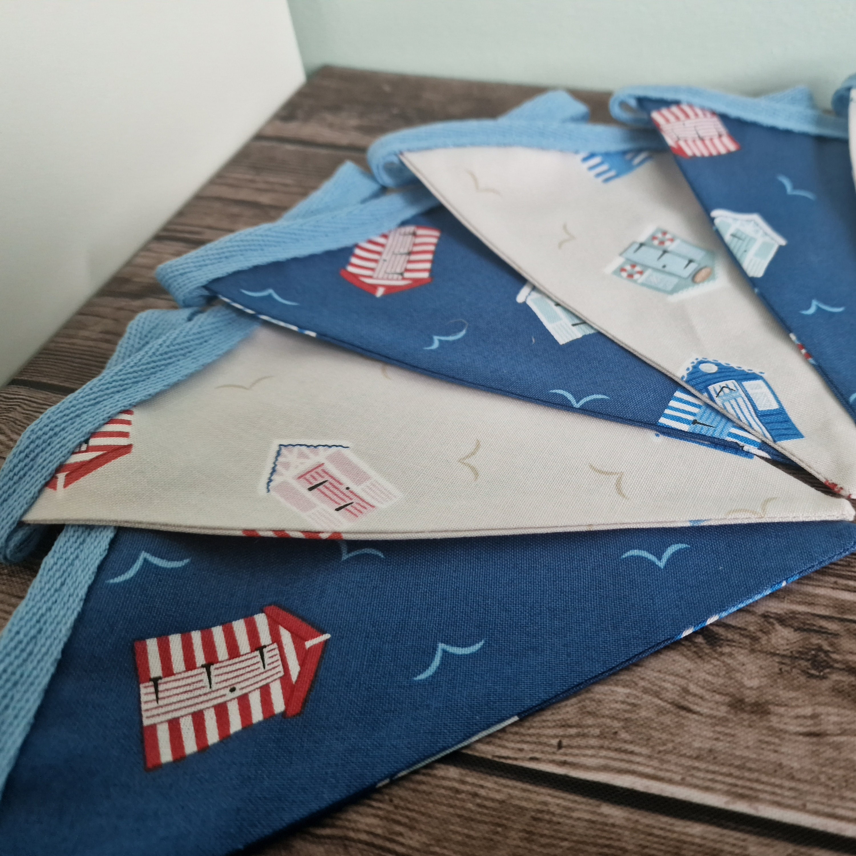 Beach Hut Bunting Double Sided Handmade Fabric Bunting | nautical themed