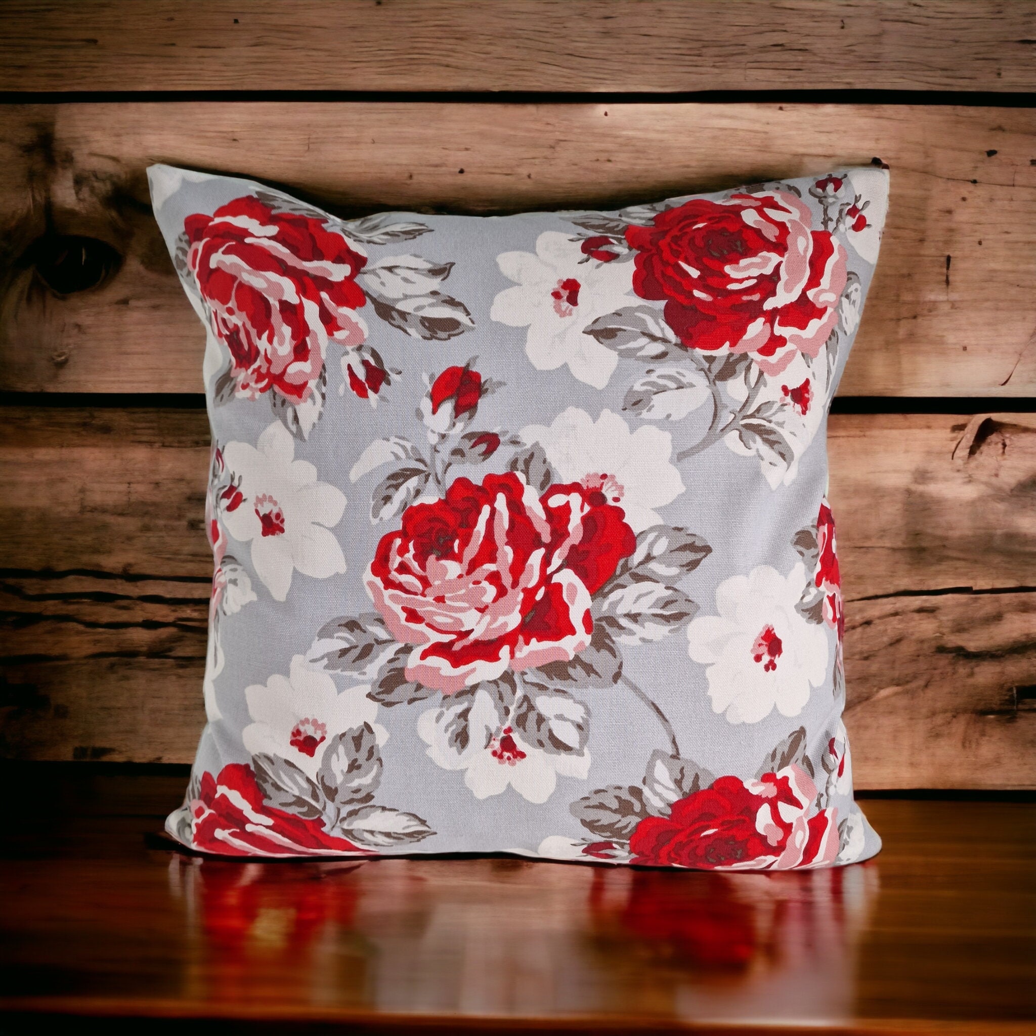 Rose Print Floral Handmade Cushion Cover 40 x 40 cm 