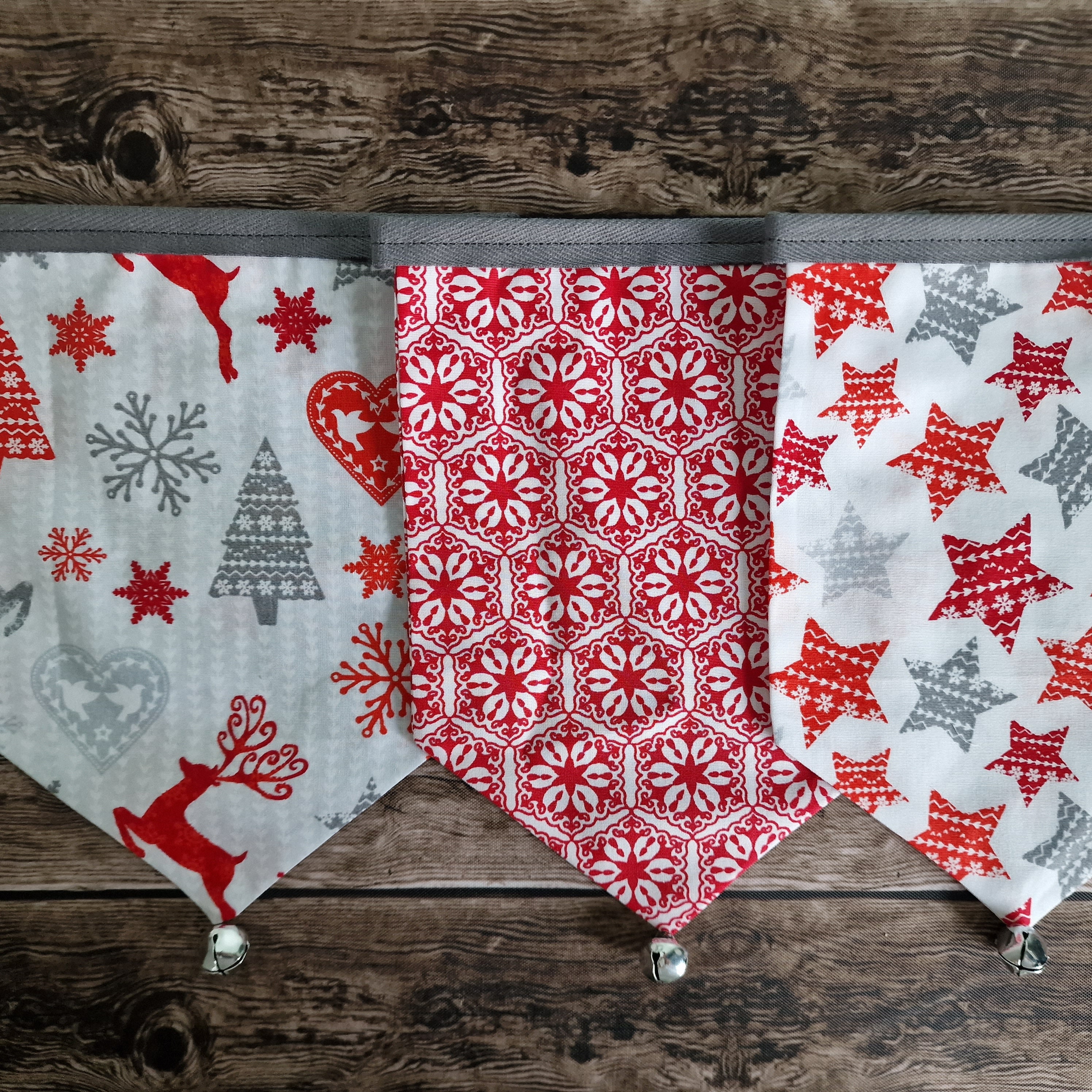 Red and Grey Scandi Christmas Bunting