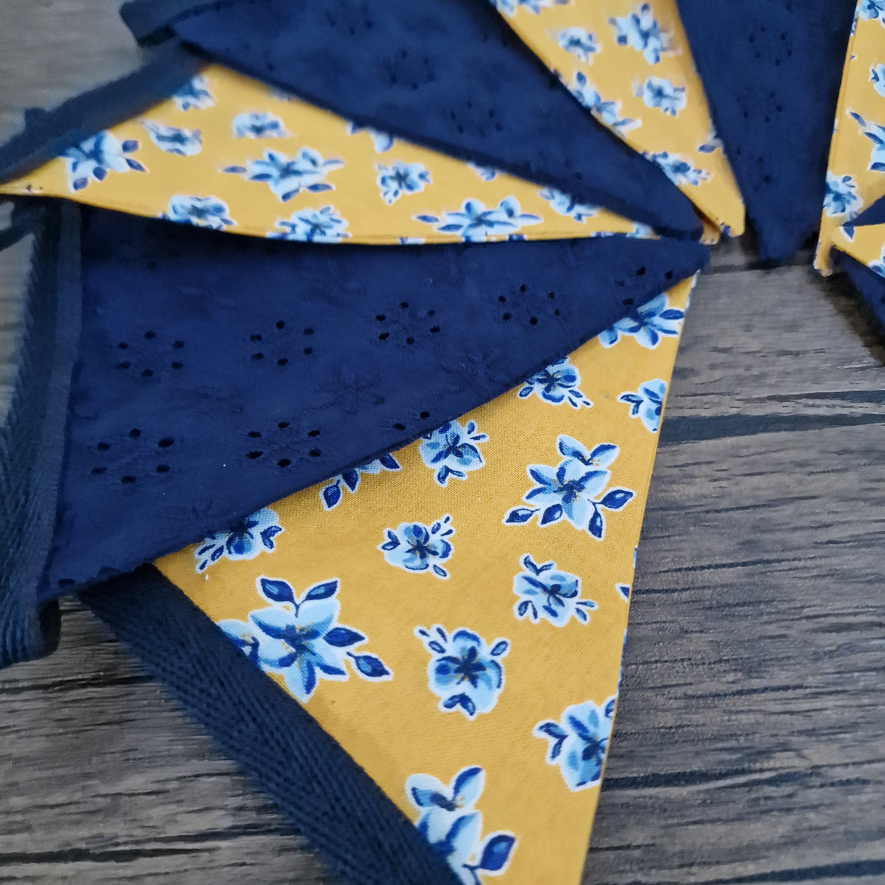 Mustard Yellow & Navy Blue Fabric Bunting 