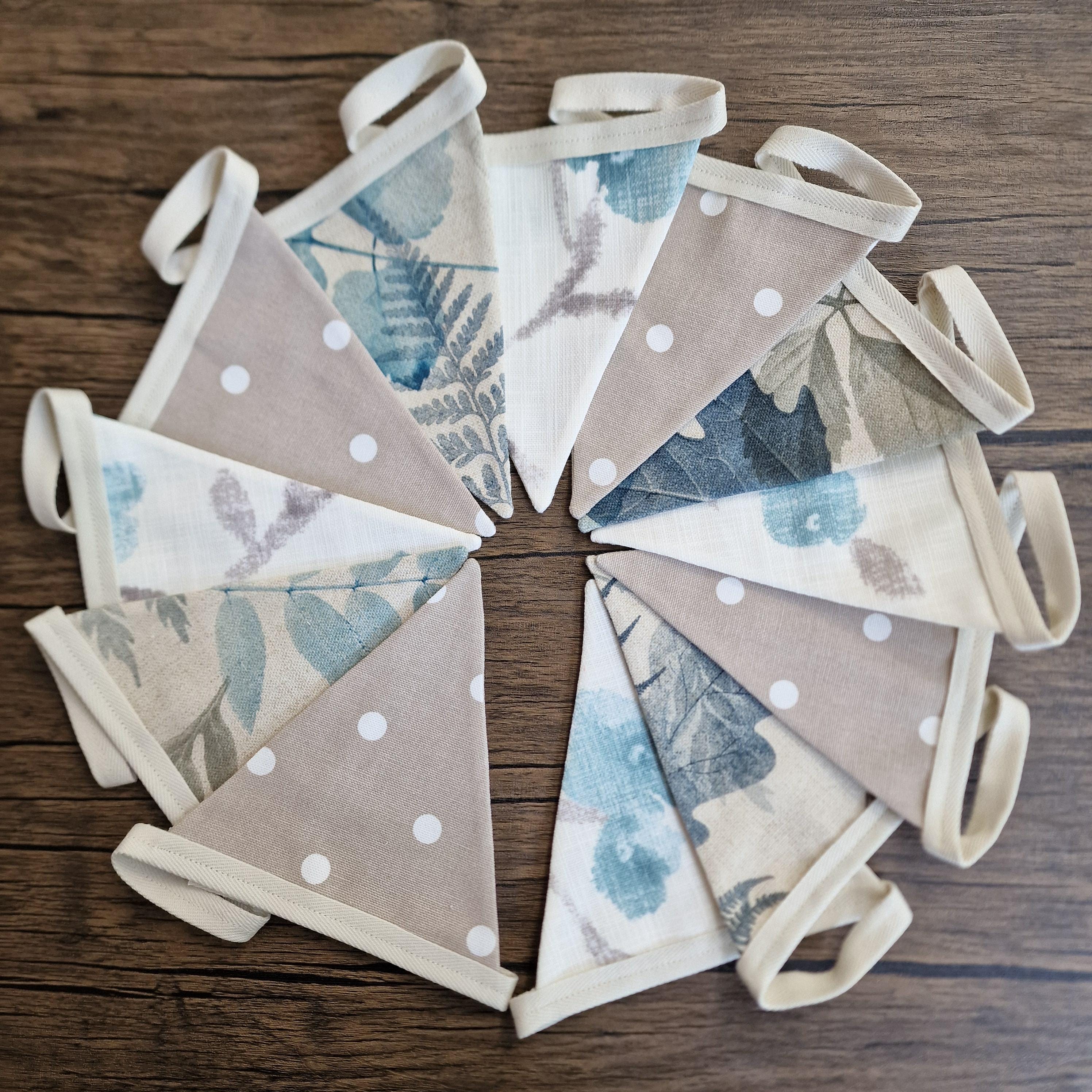 Cream, Blue & Beige Floral Bunting | coastal style