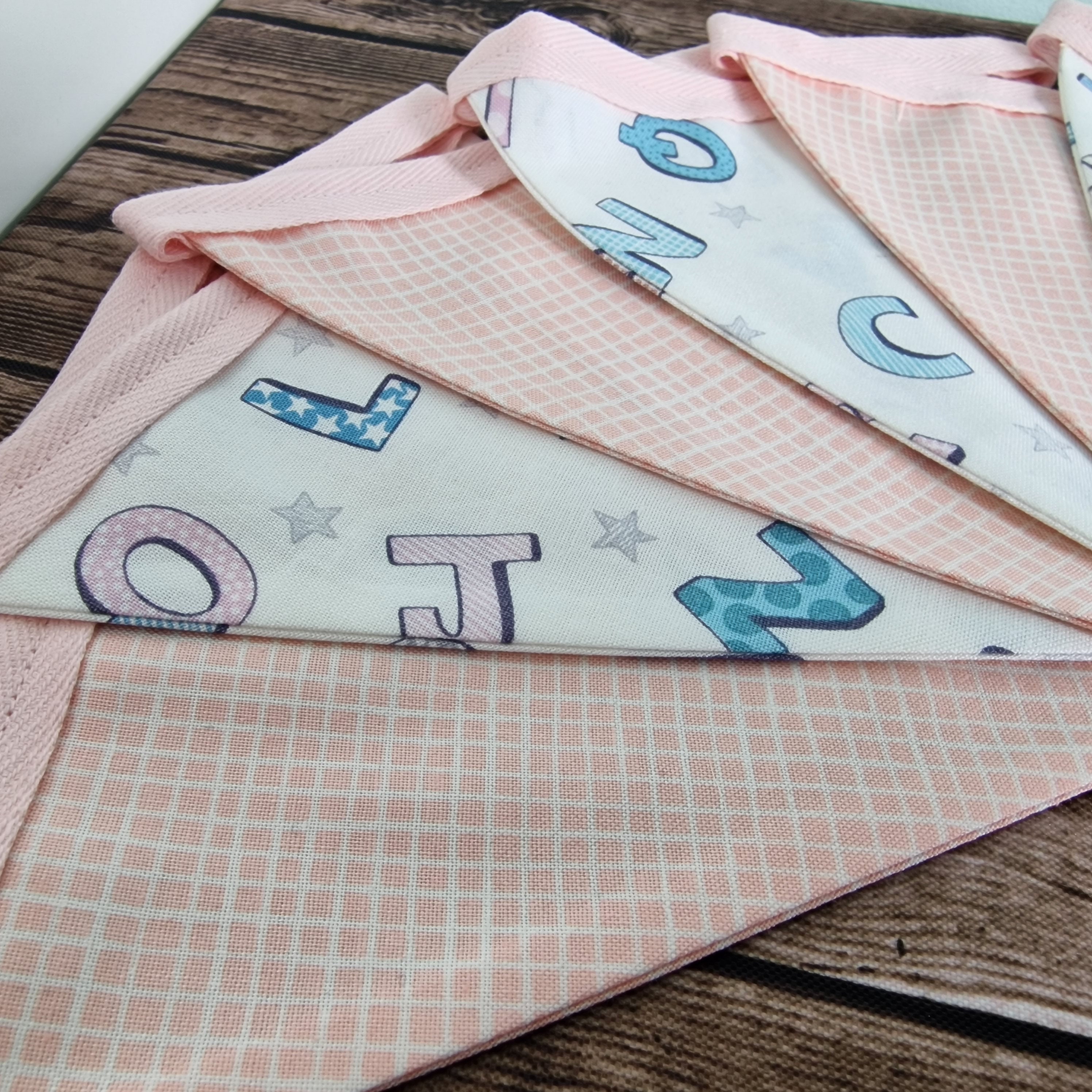 Nursery Bunting - Pink & Cream | Alphabet Fabric design