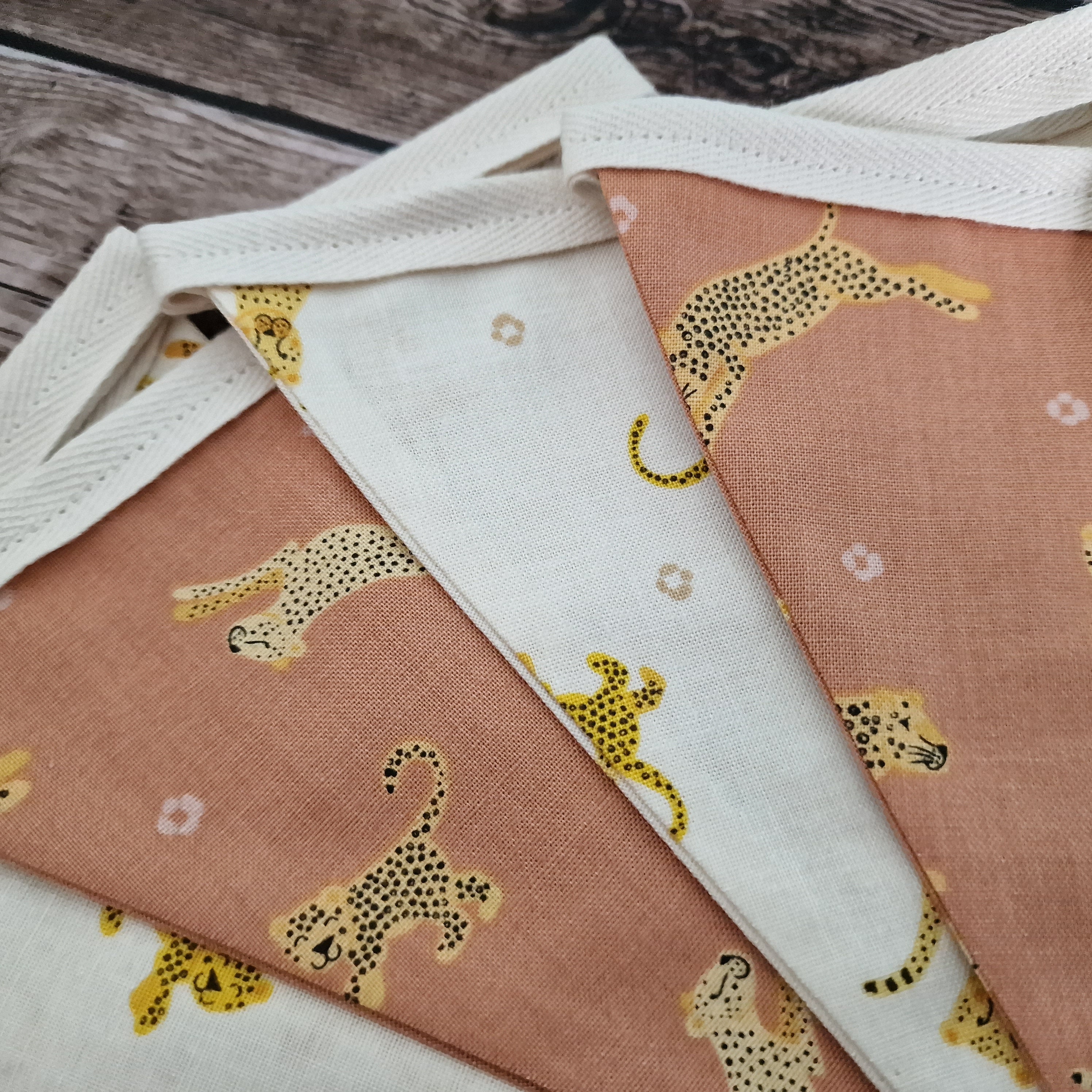 Leopard Print Safari Animal Bunting - Tan & Cream