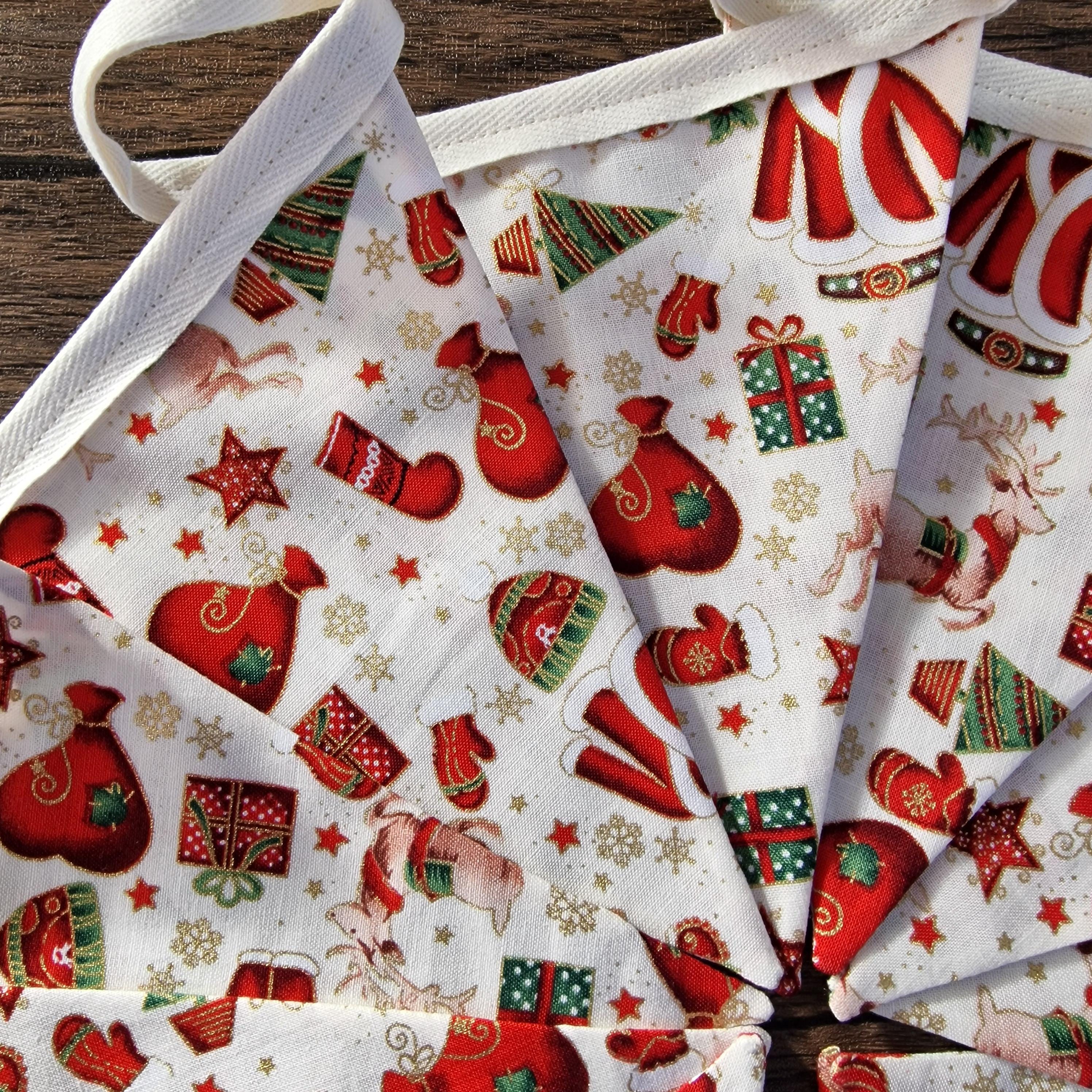 Ivory Red & Gold Christmas Bunting 