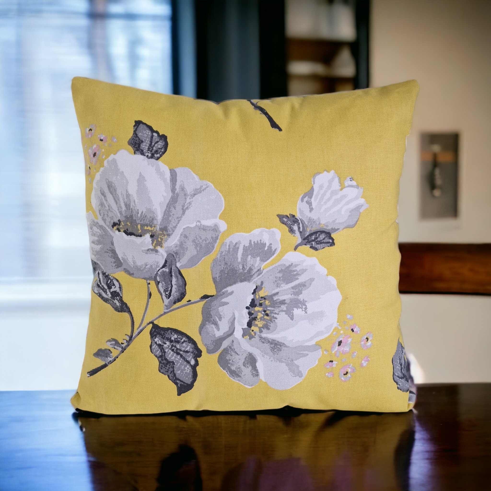 Mustard & Grey Handmade Cushion Cover 40 x 40 cms 