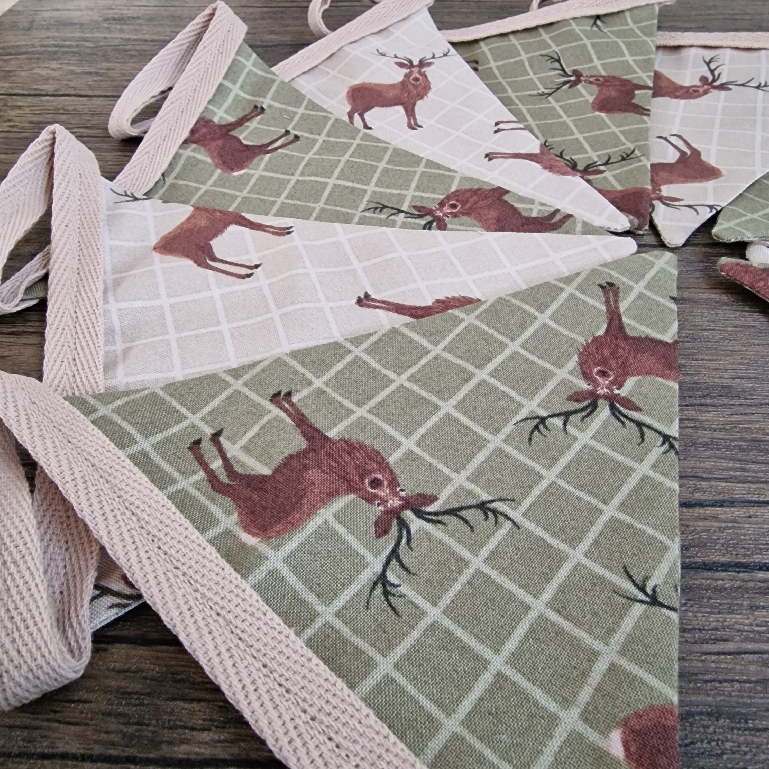 Stag Bunting Sage Green & Beige