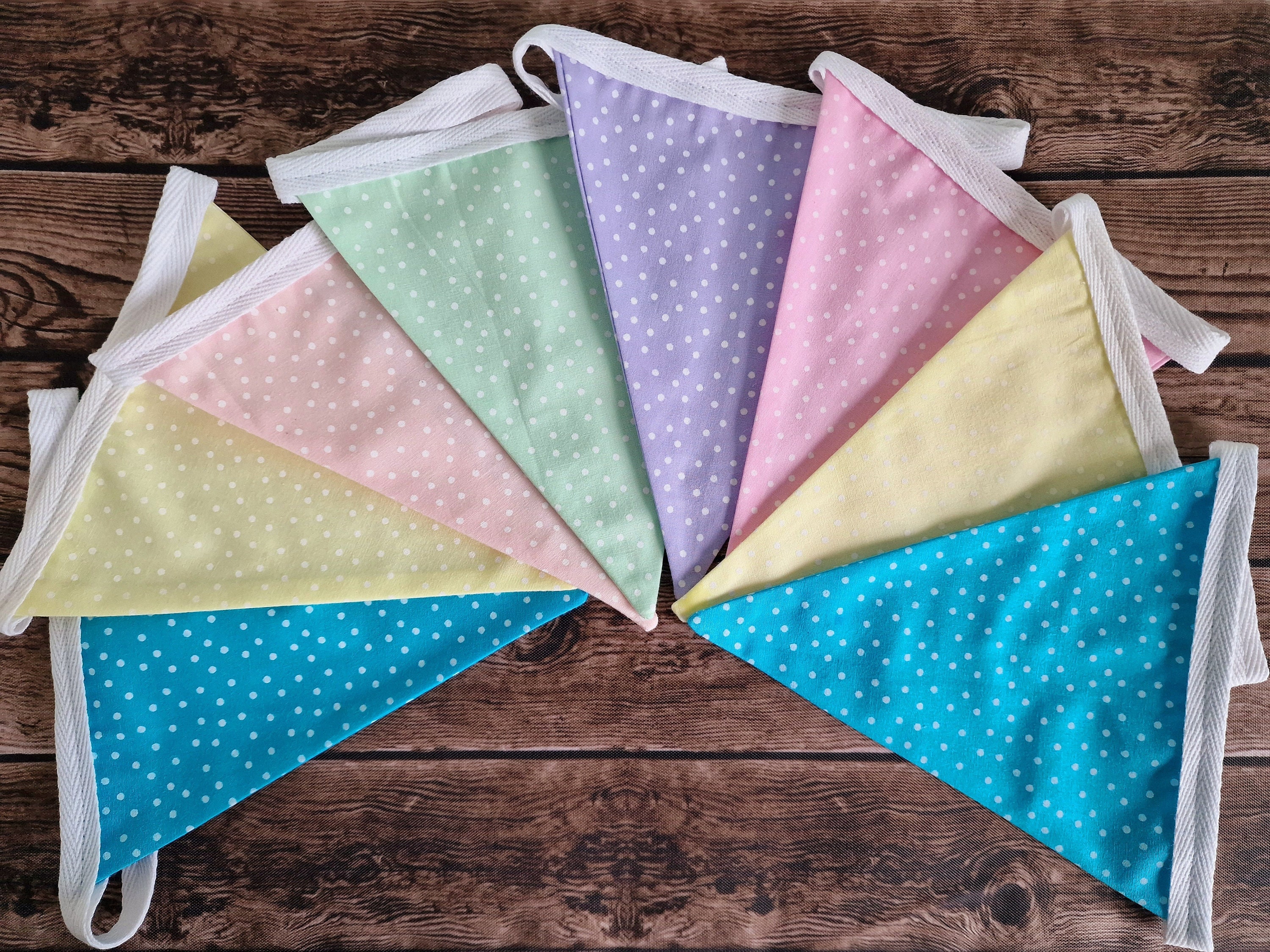 Pastel Rainbow Double sided fabric bunting 