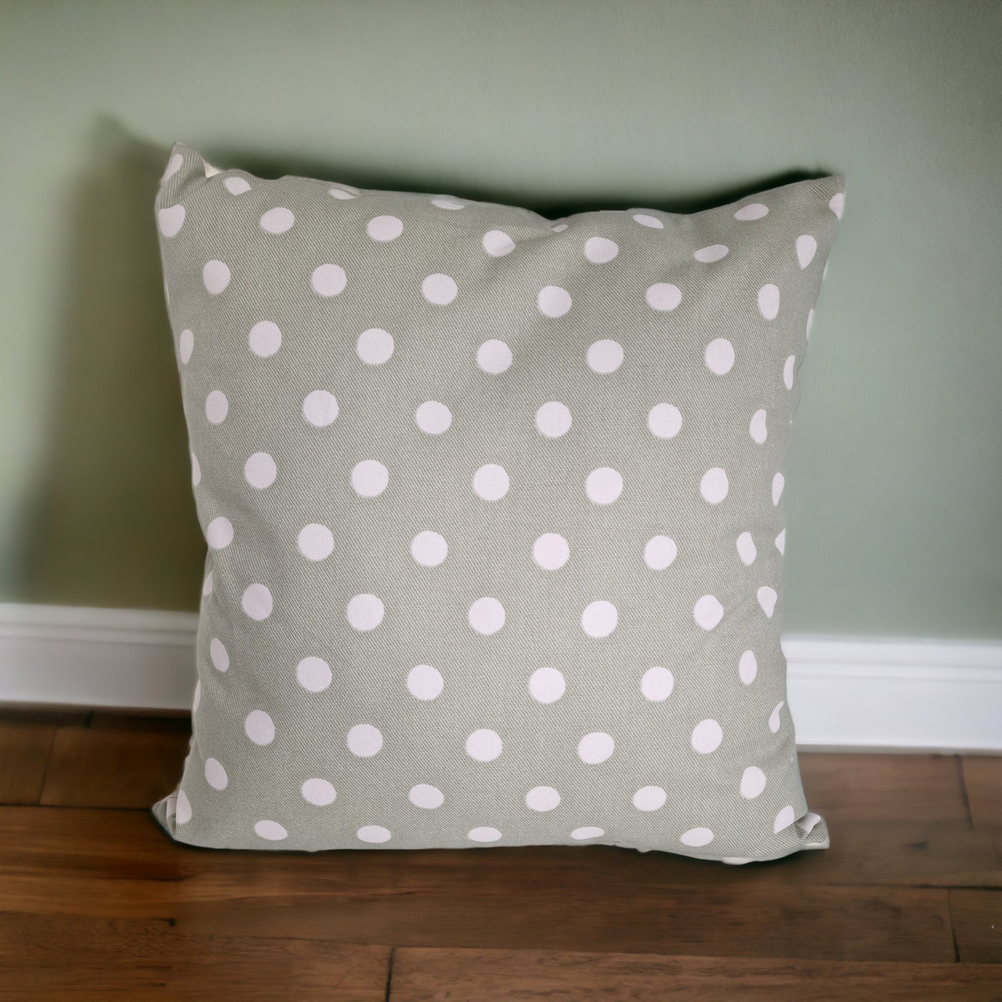 Sage Button spot Handmade Cushion Cover 40 x 40cm 