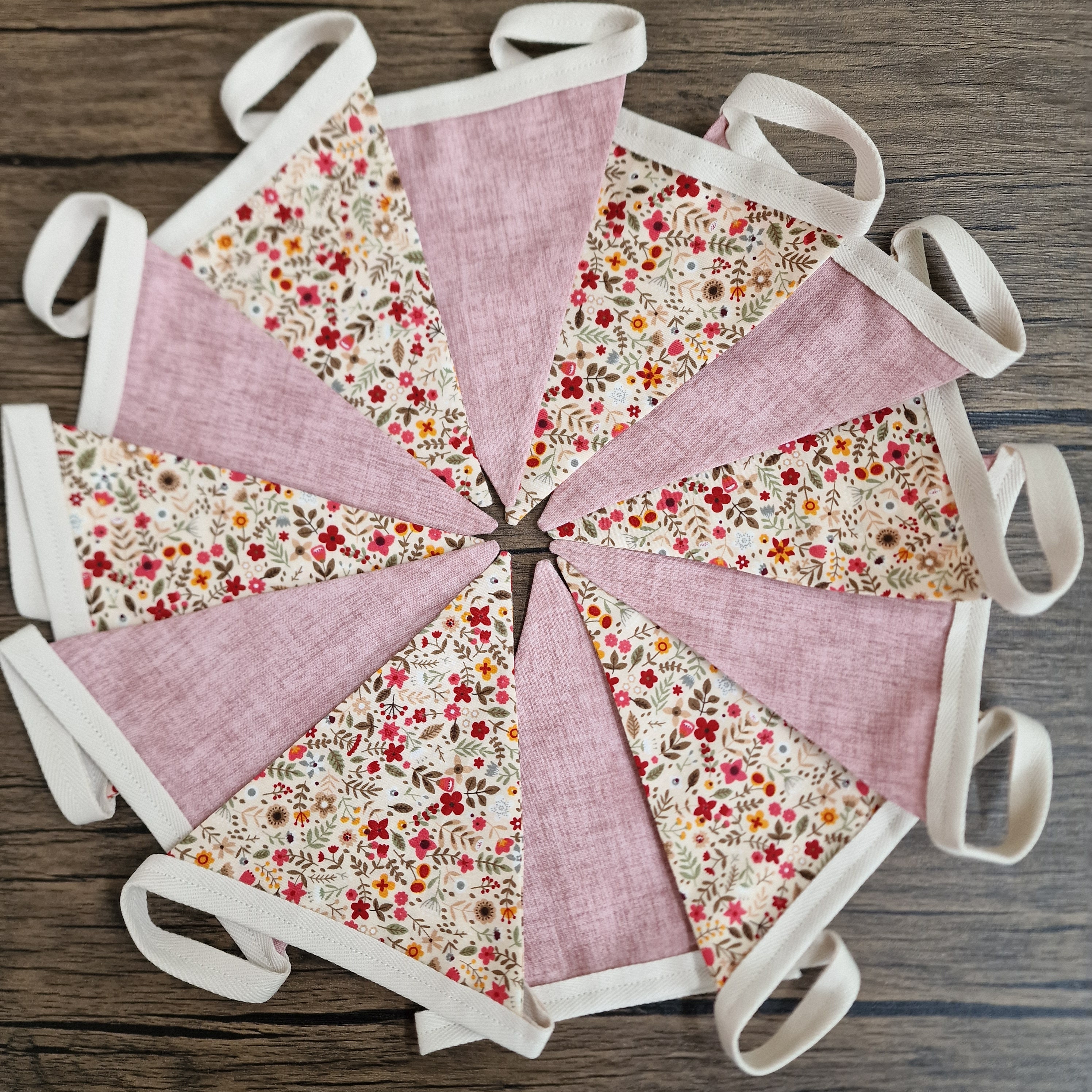 Woodland Ditsy Floral & Dusky Pink Fabric Bunting