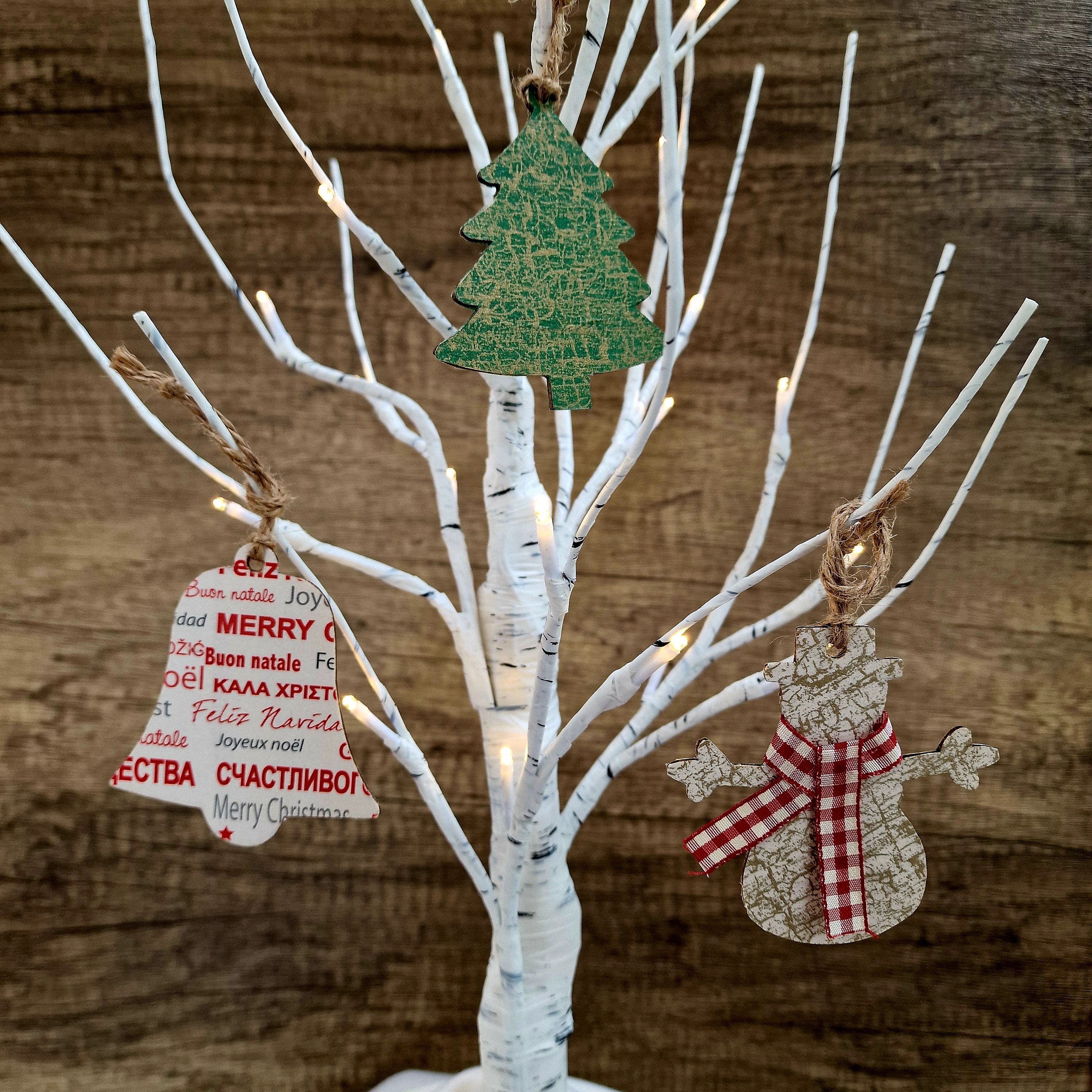 Set of 10 rustic wooden Christmas decorations 