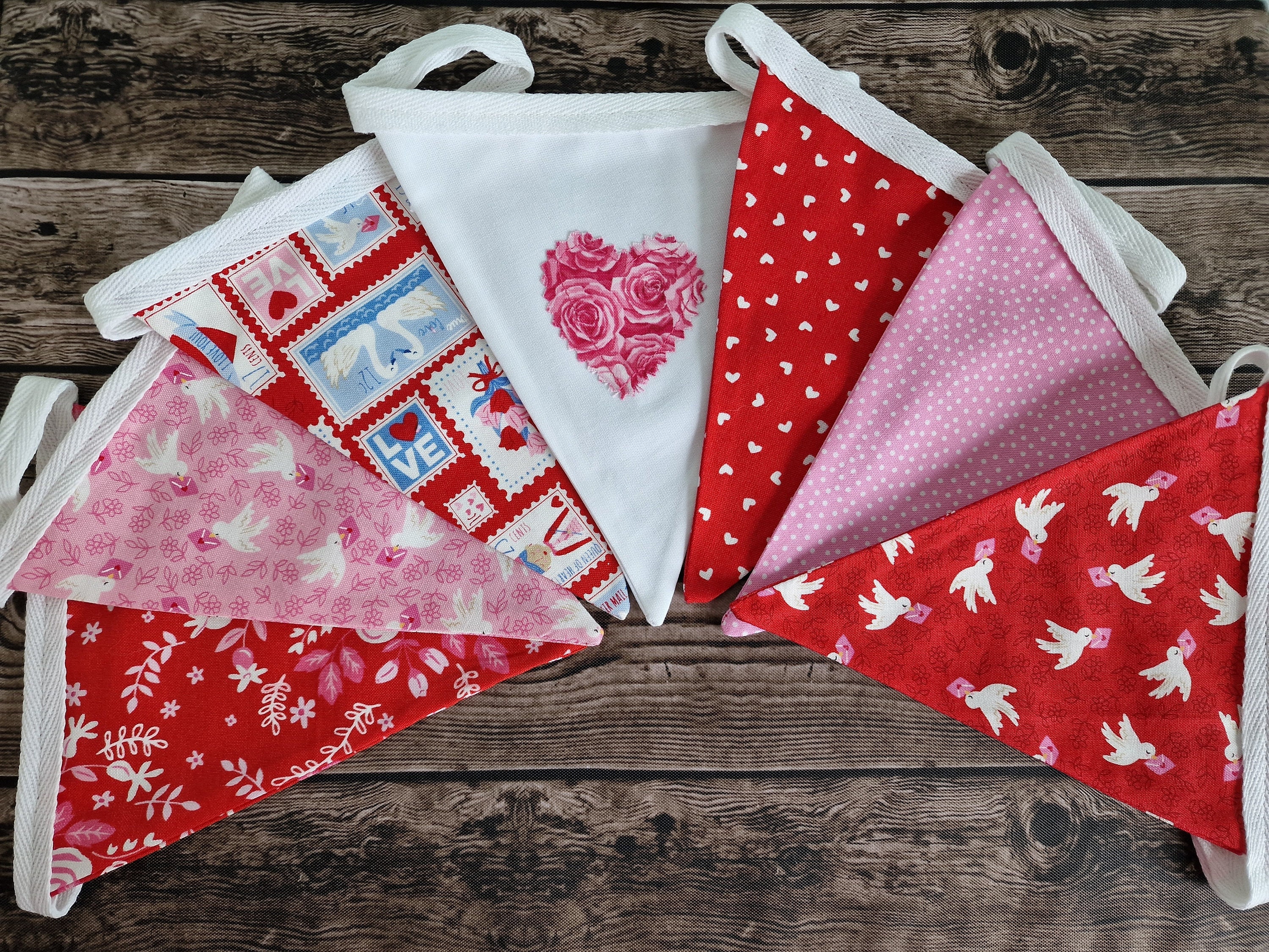 Red & Pink Double Sided Fabric Bunting