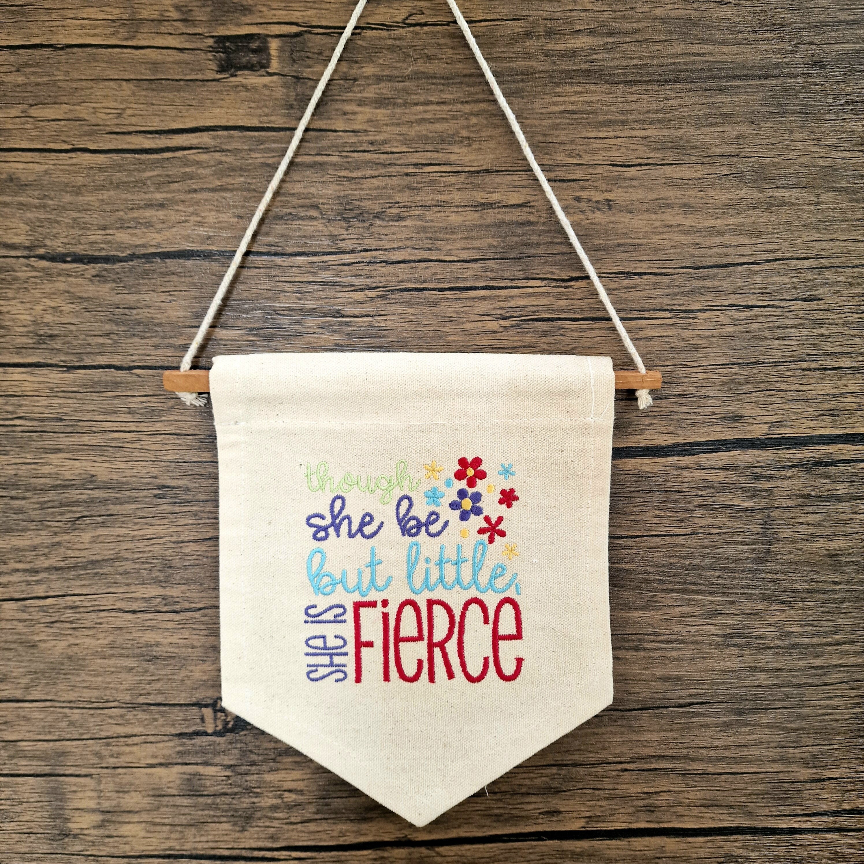 Embroidered Wall Hanging for Nursery - She Is Fierce Design