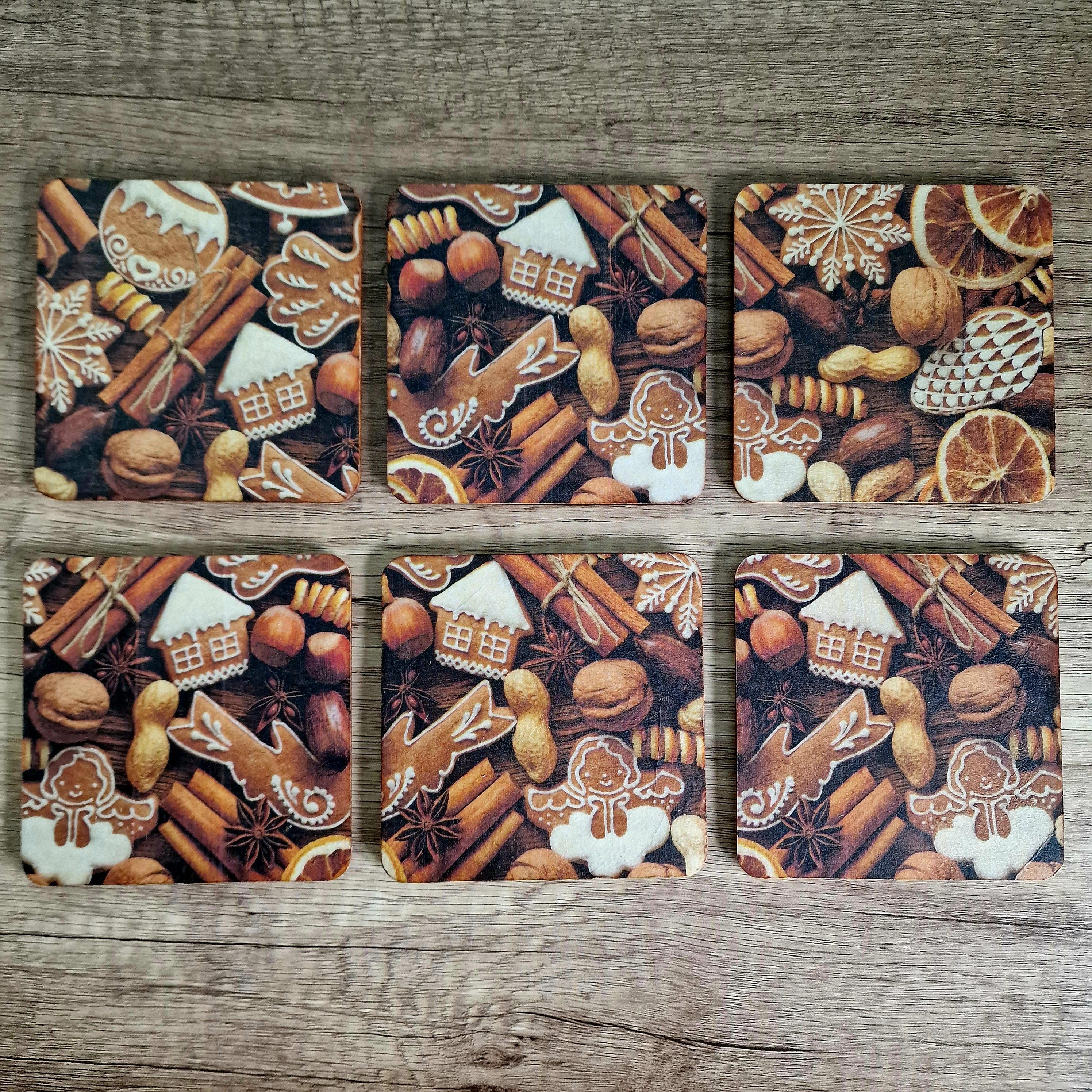 Christmas Coasters set of 6 | gingerbread theme