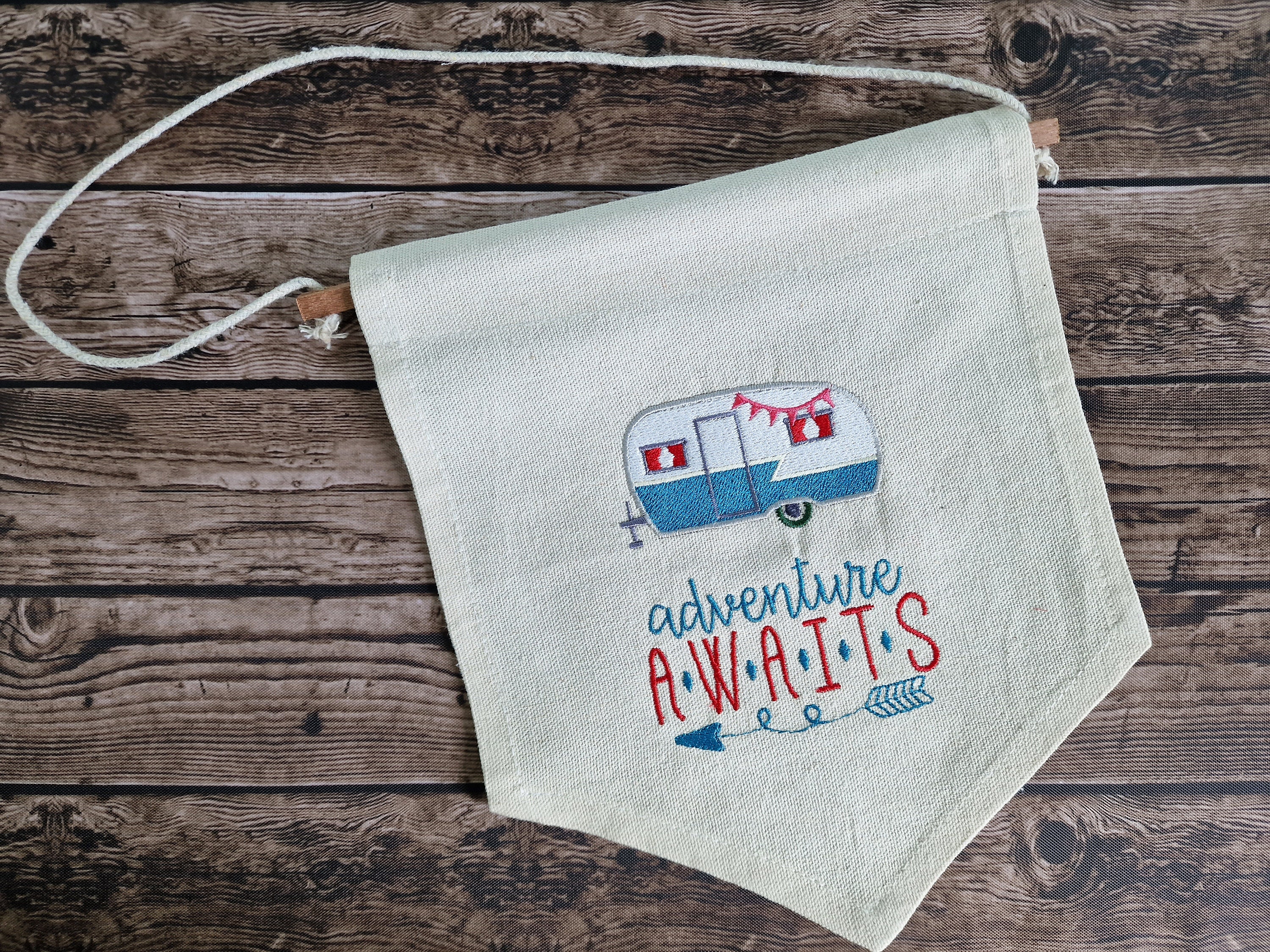 Embroidered Pennant Flag - adventure awaits