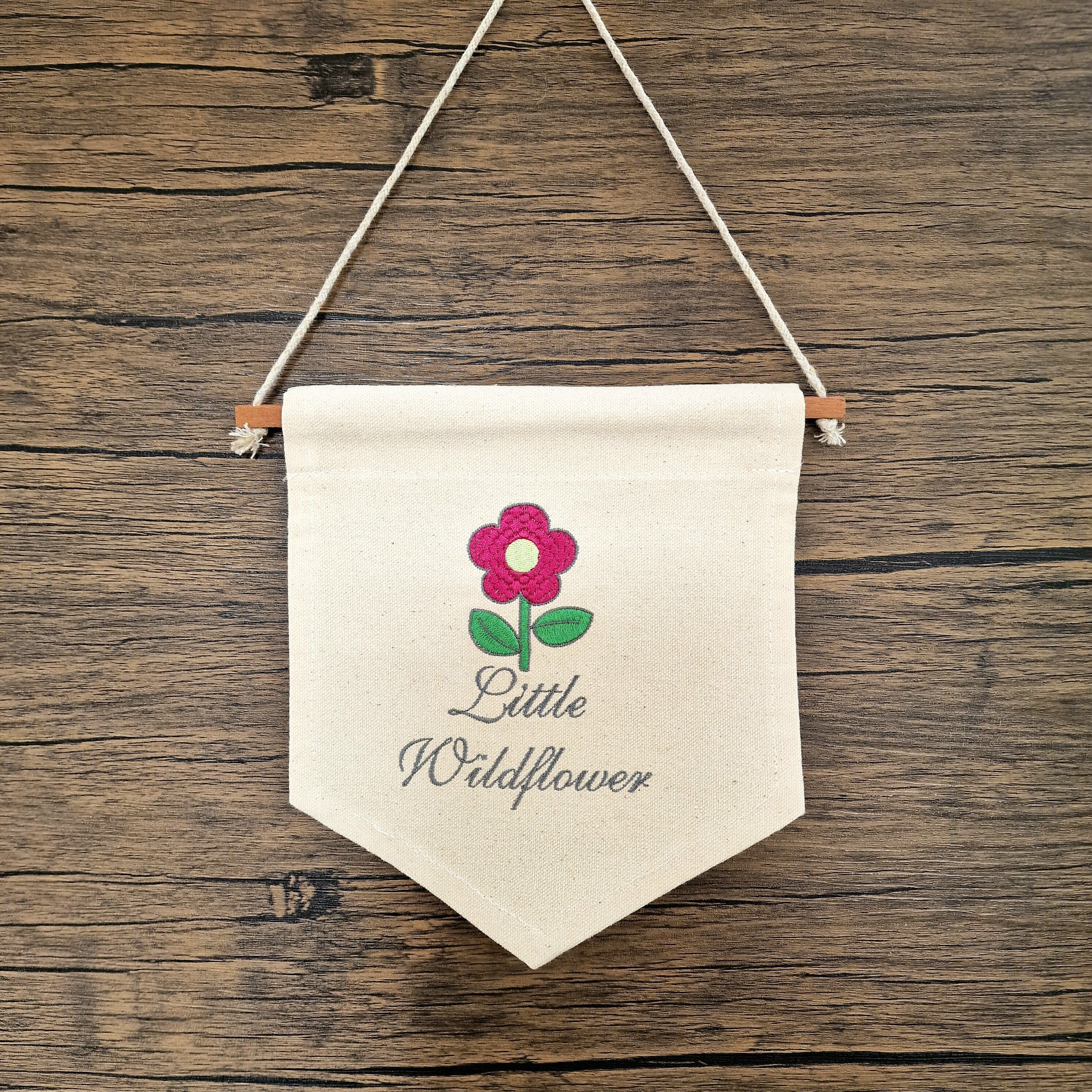 Embroidered Pennant- Little Wildflower Design 