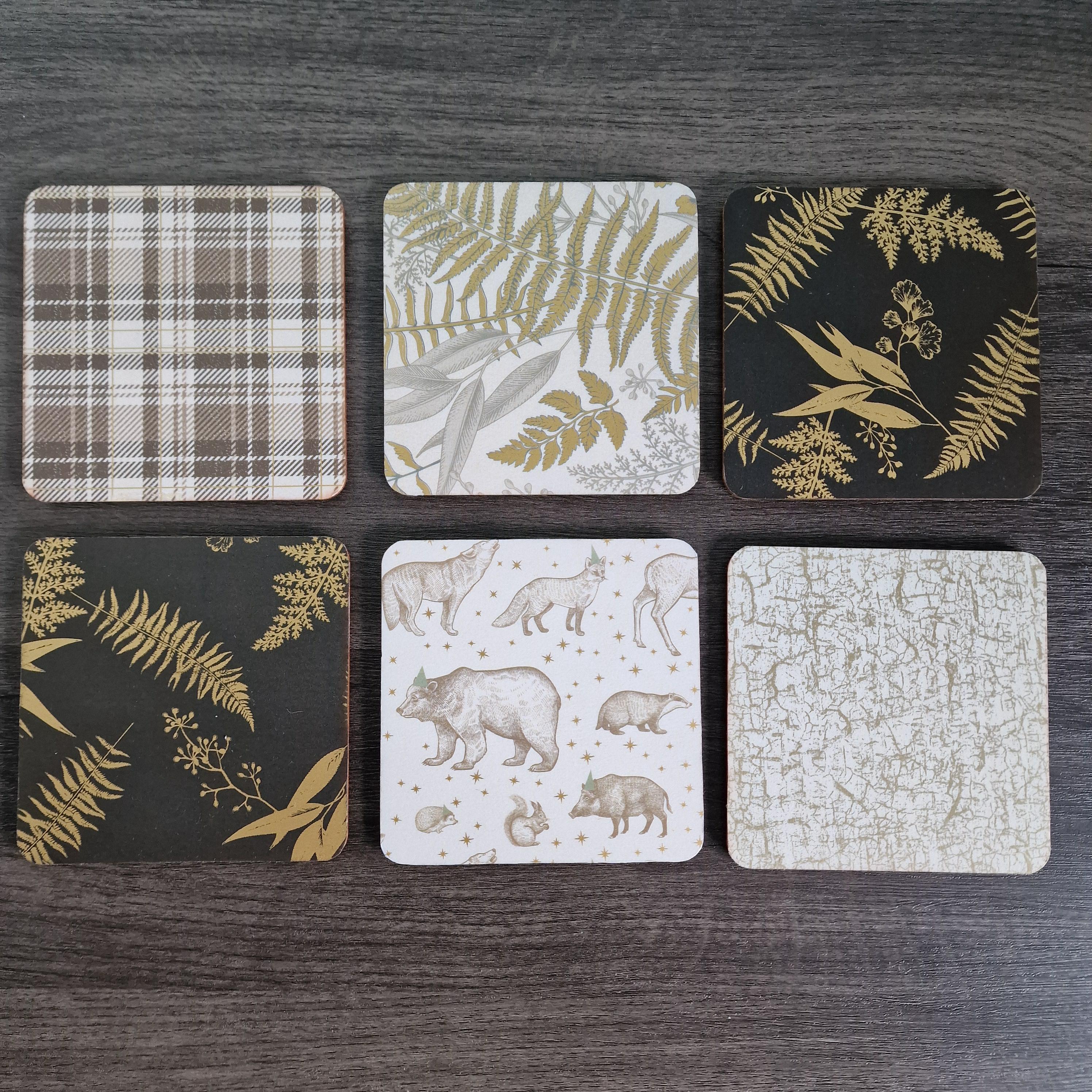 Christmas Coasters Grey & White set of 6 