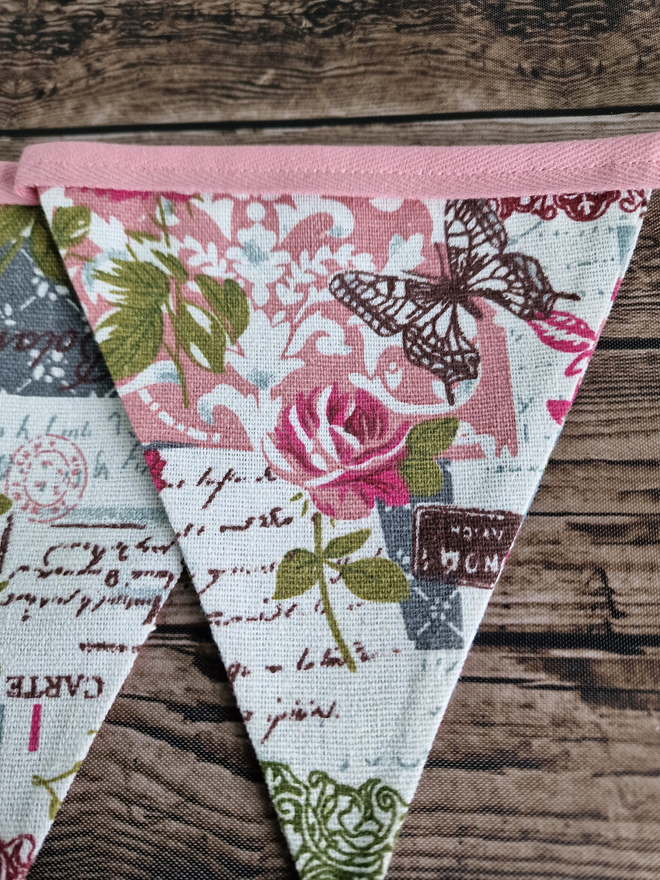 French Shabby Chic Double Sided Handmade Fabric Bunting 