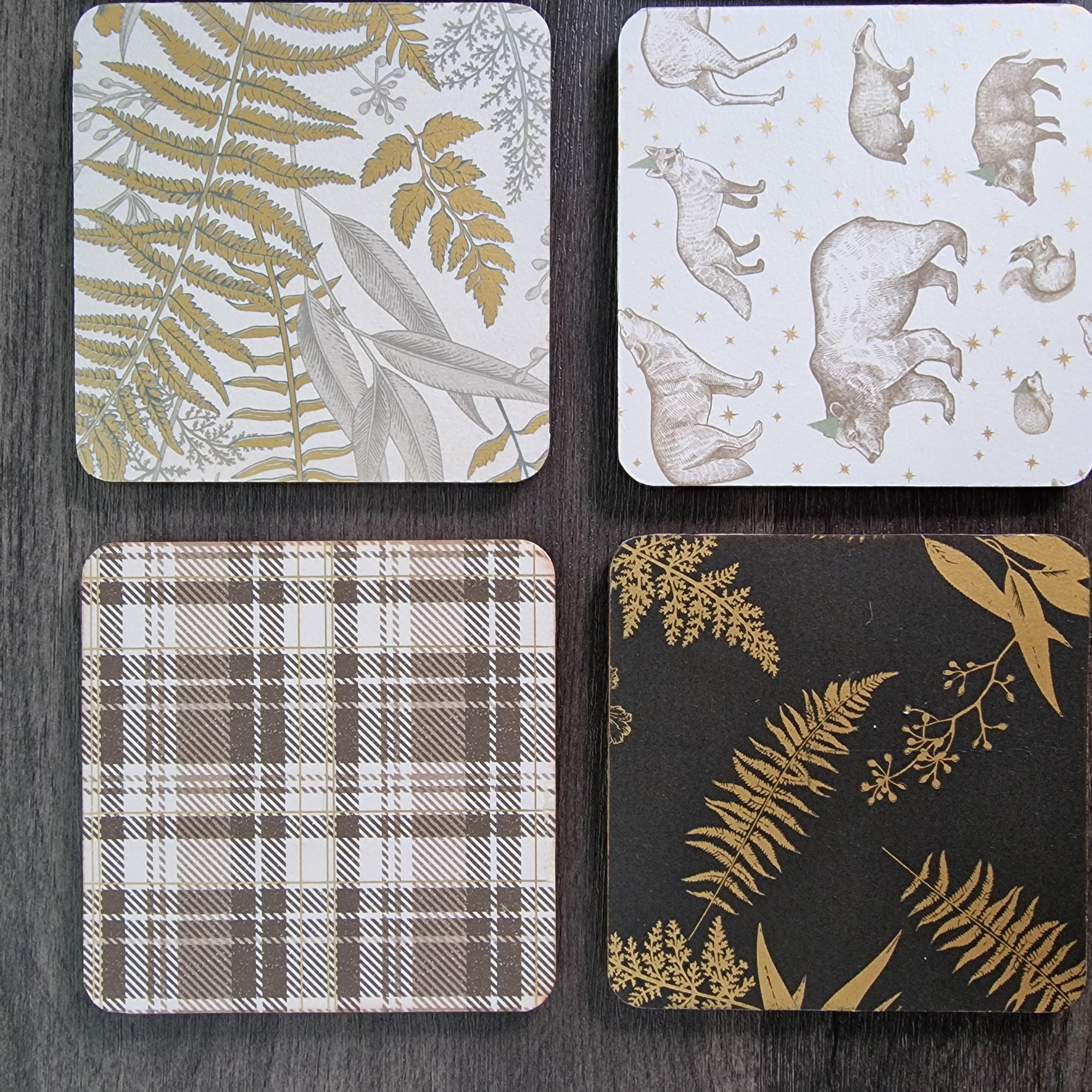Christmas Coasters Grey & White set of 6 
