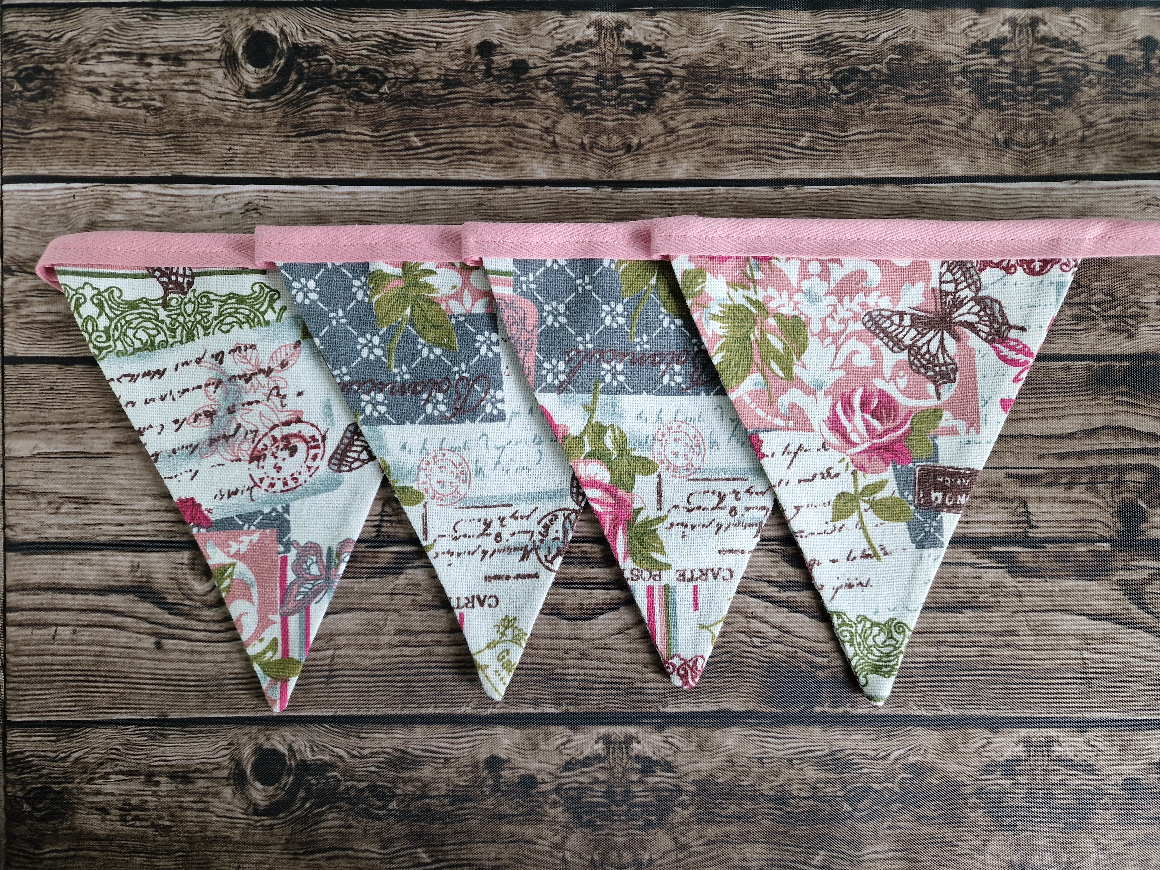 French Shabby Chic Double Sided Handmade Fabric Bunting 