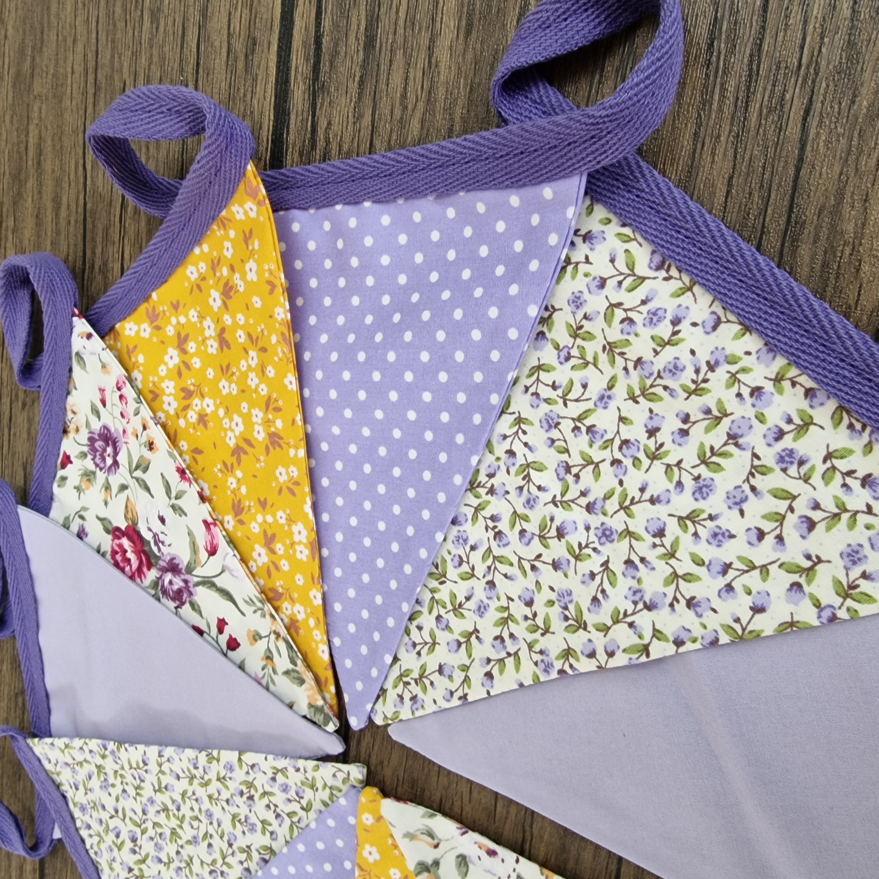 Vintage Style Lilac & Yellow Floral Fabric Bunting