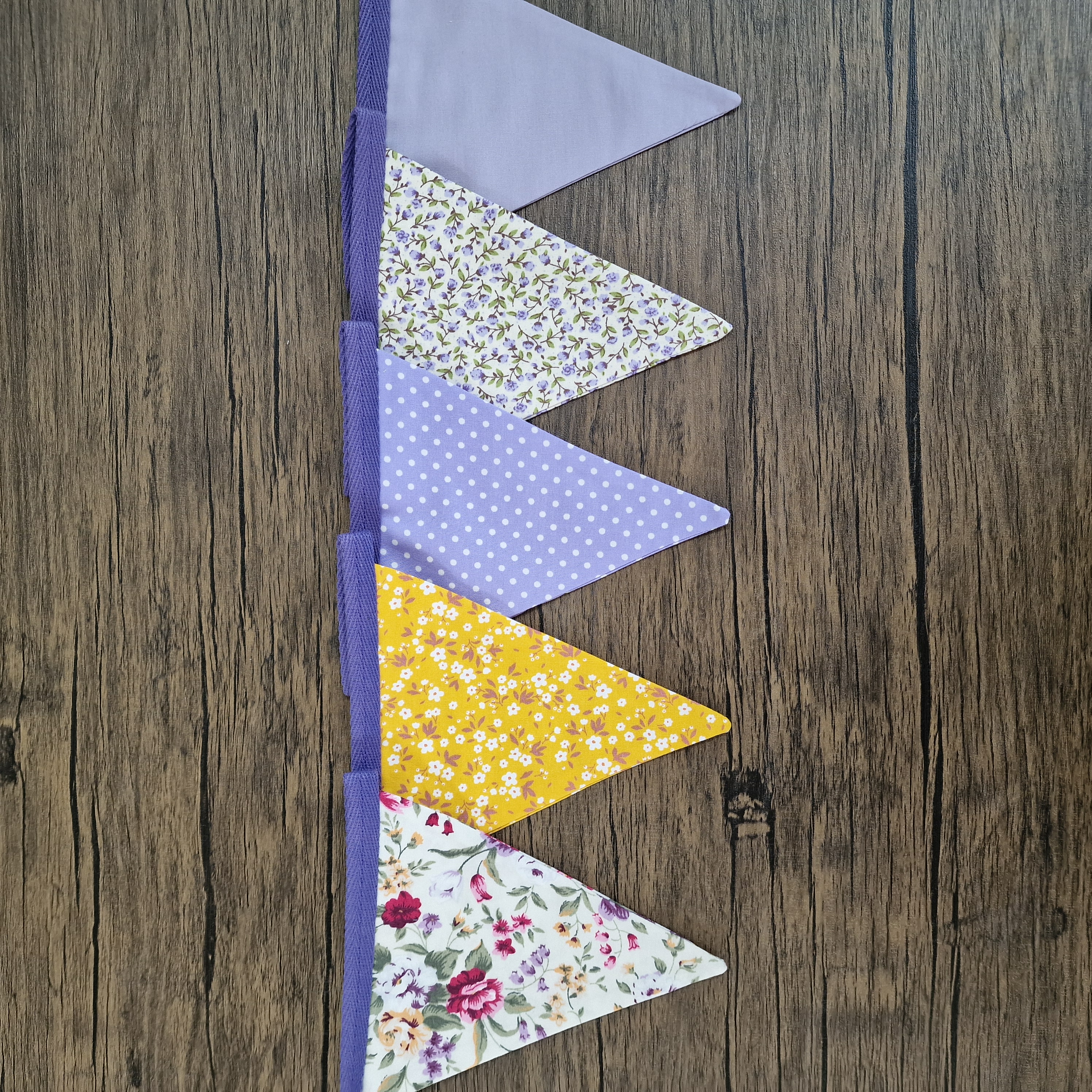 Vintage Style Lilac & Yellow Floral Fabric Bunting