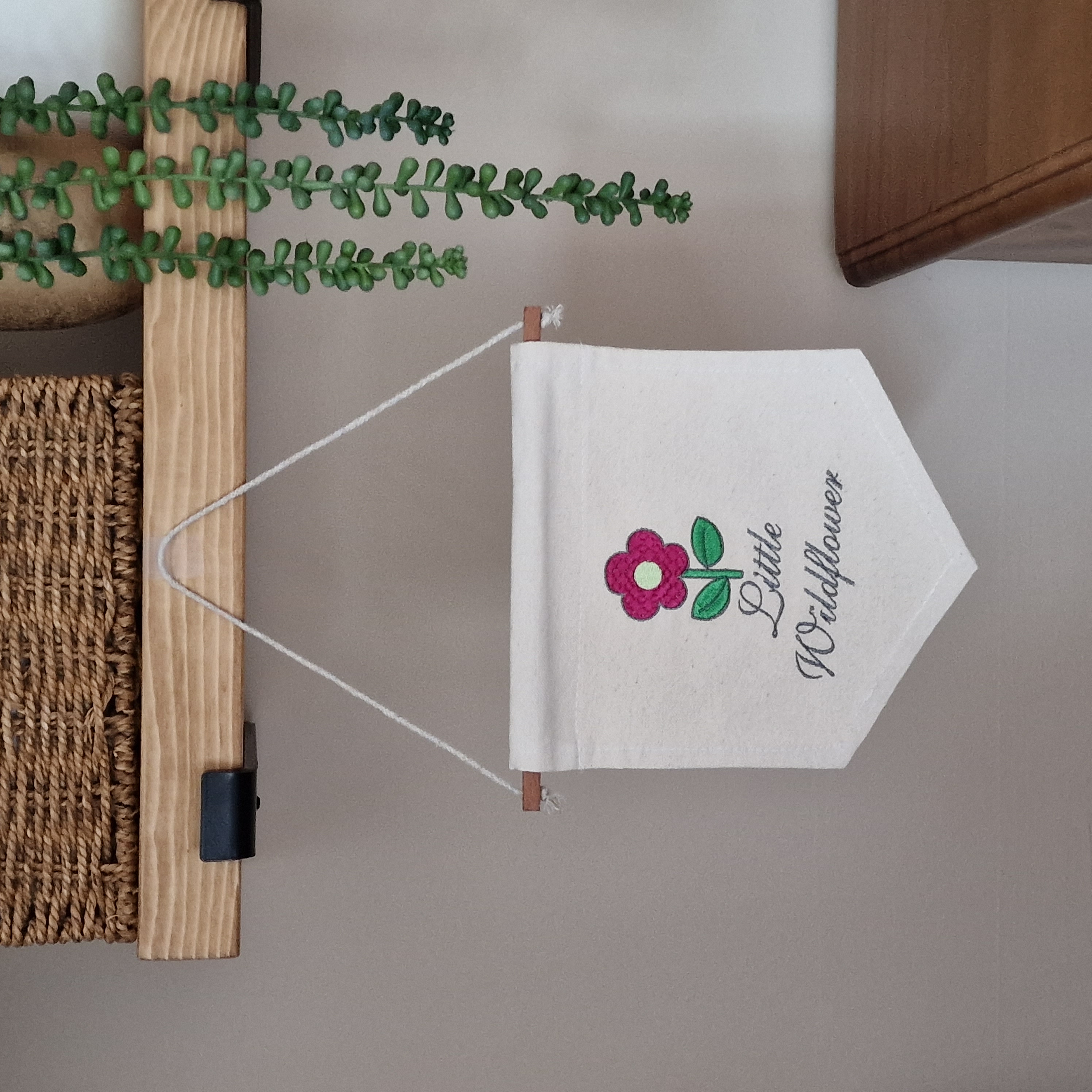Embroidered Pennant- Little Wildflower Design 