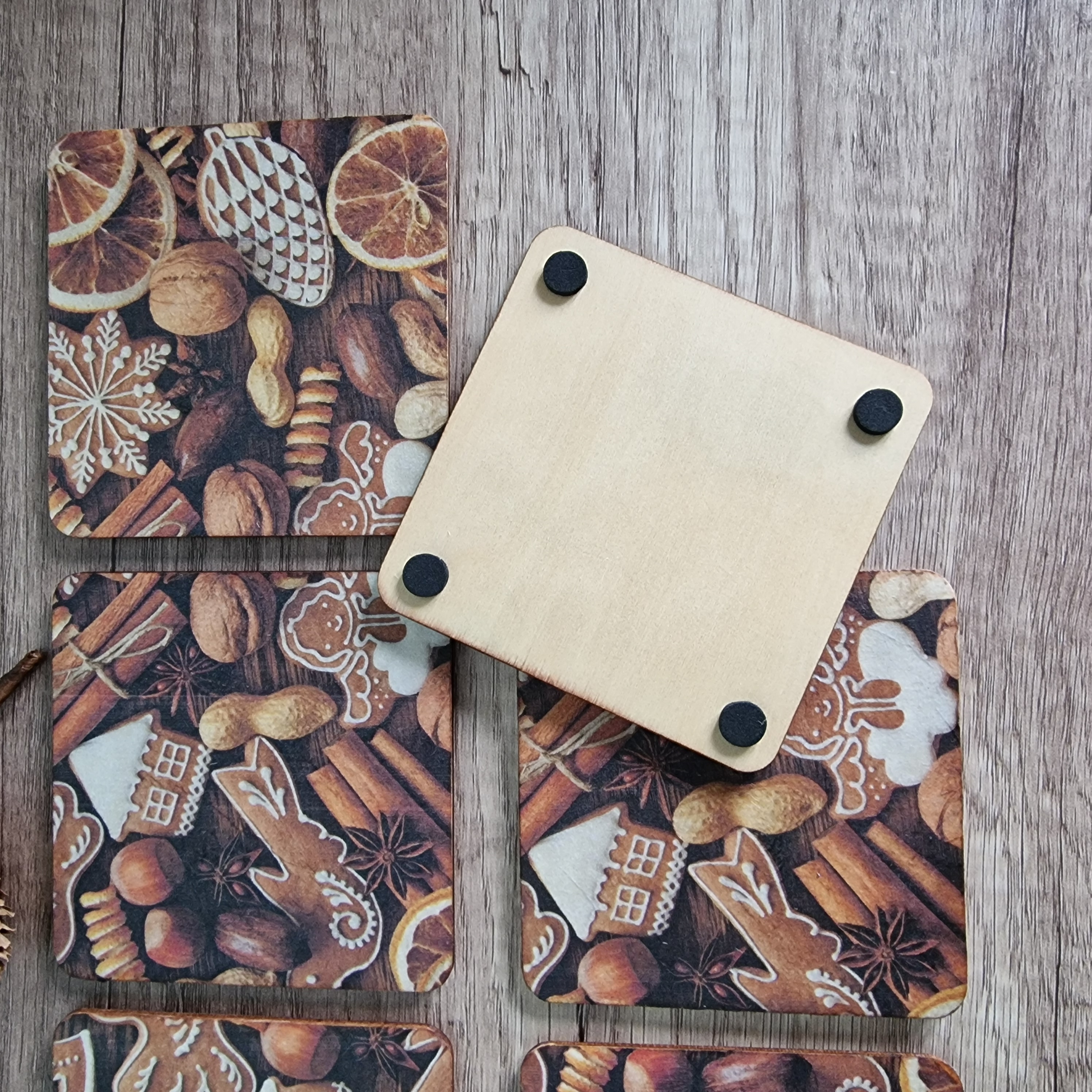 Christmas Coasters set of 6 | gingerbread theme