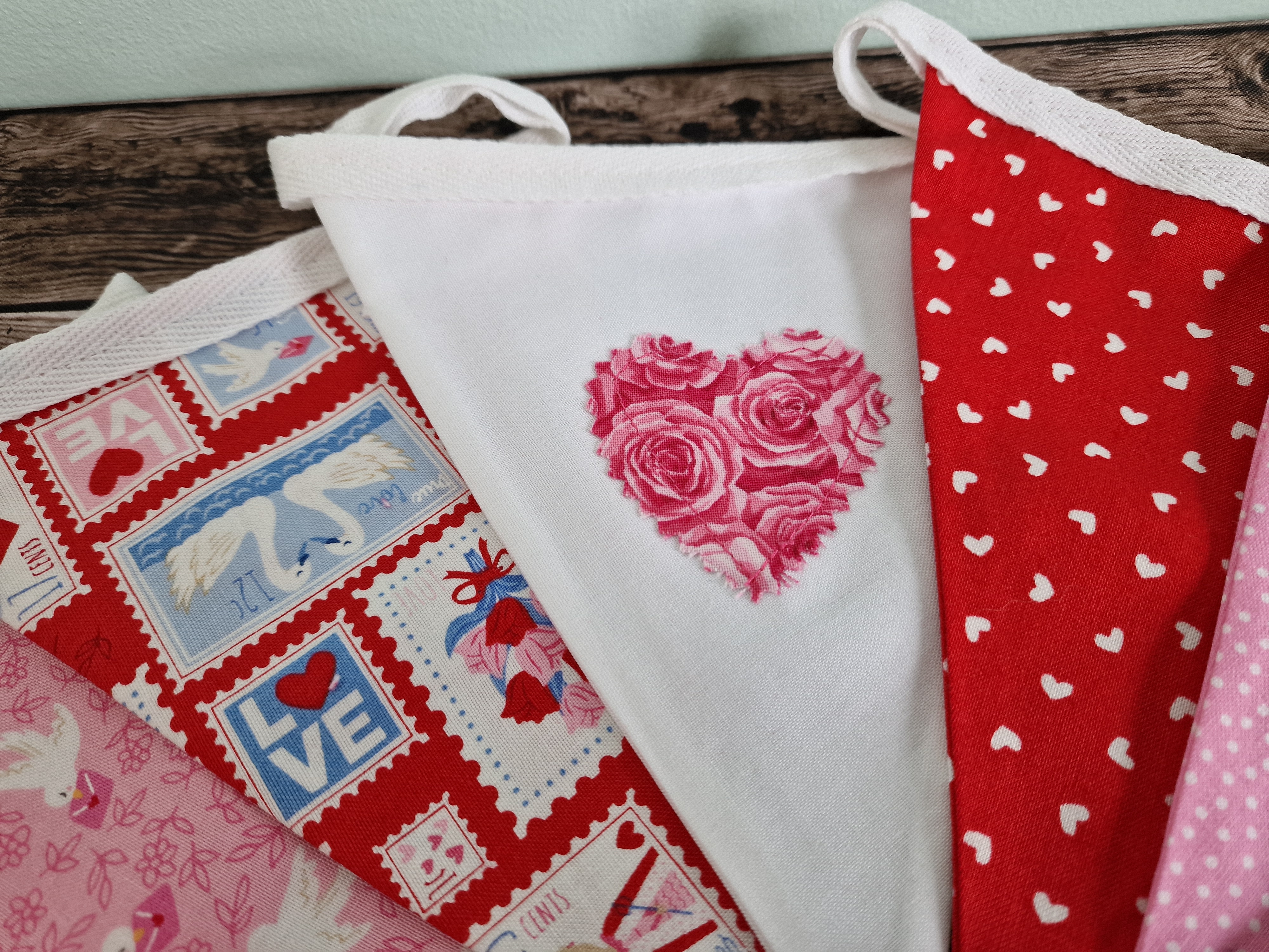 Red & Pink Double Sided Fabric Bunting