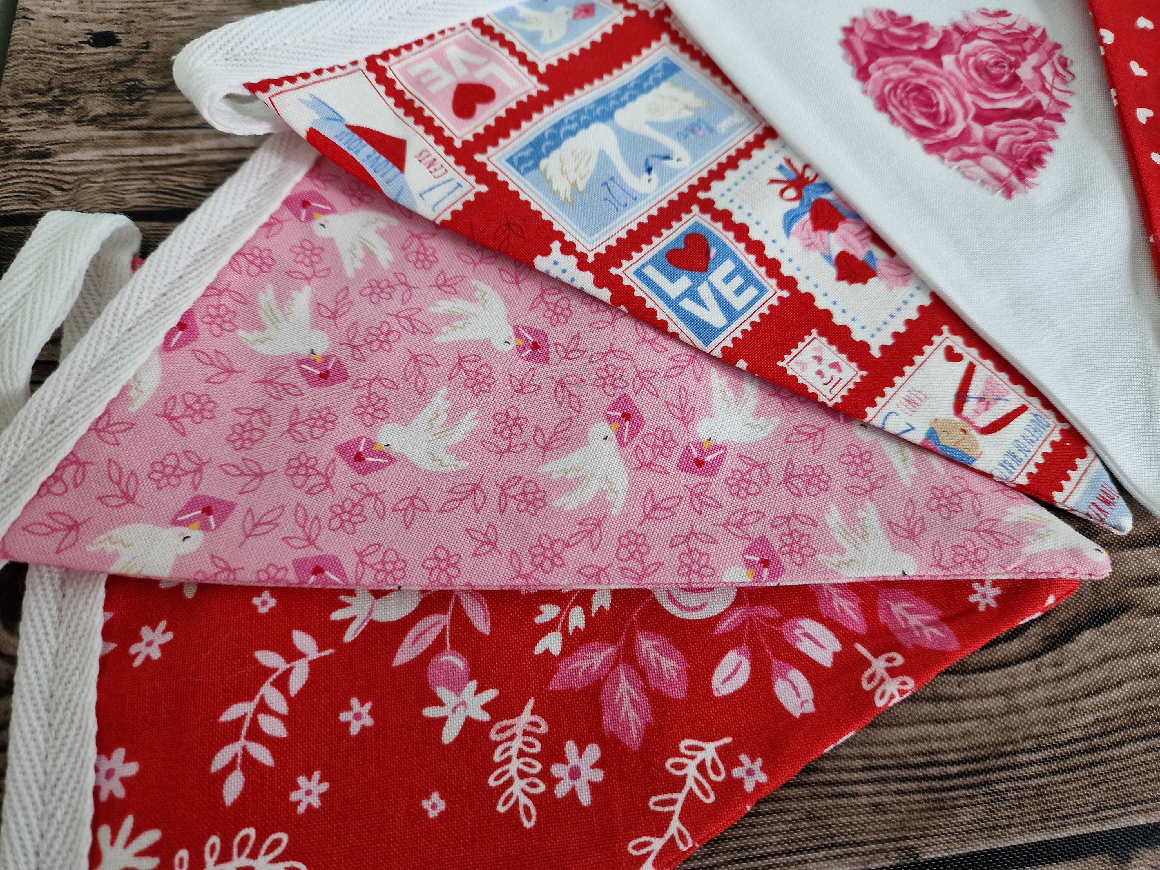Red & Pink Double Sided Fabric Bunting