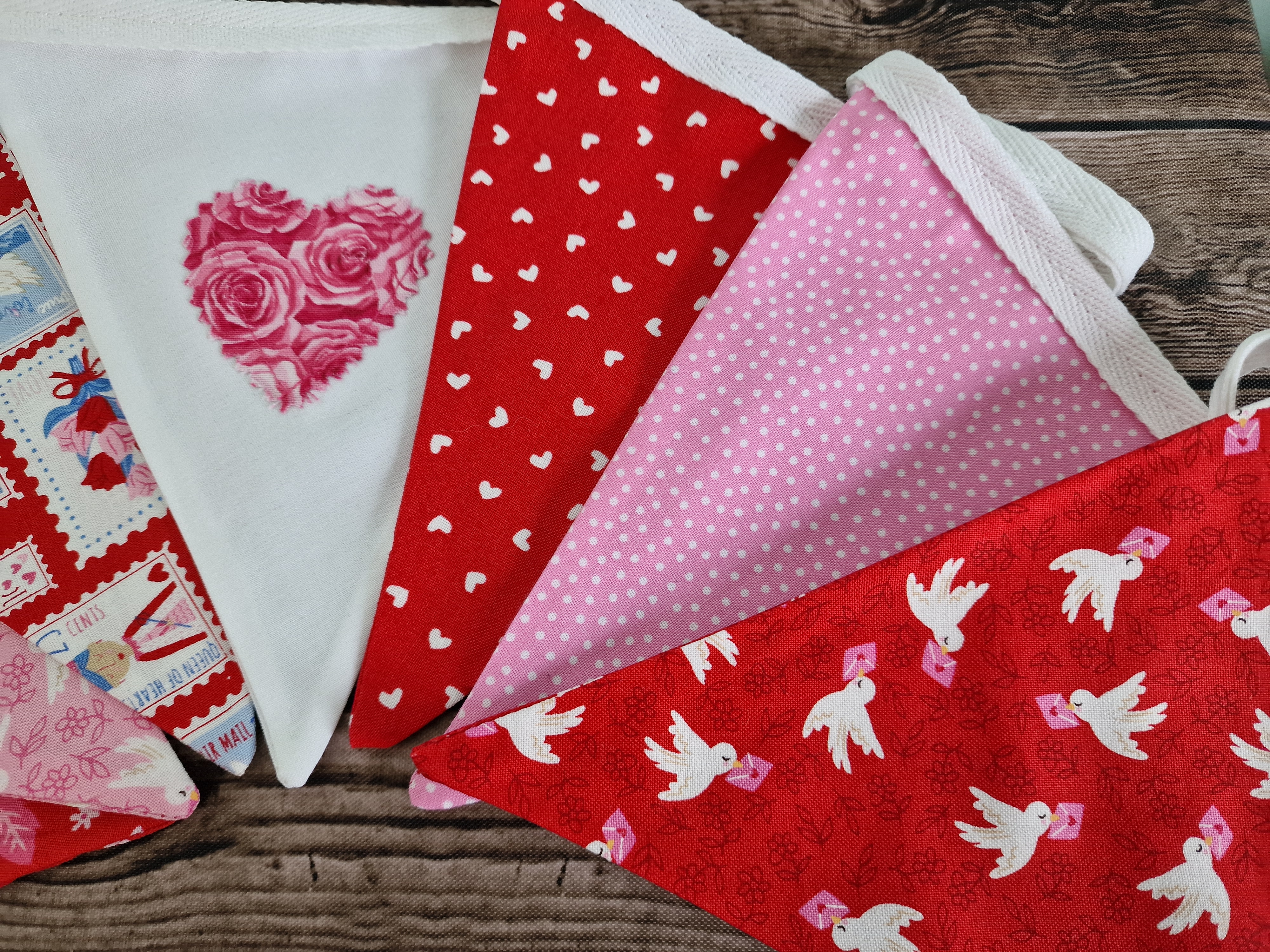 Red & Pink Double Sided Fabric Bunting