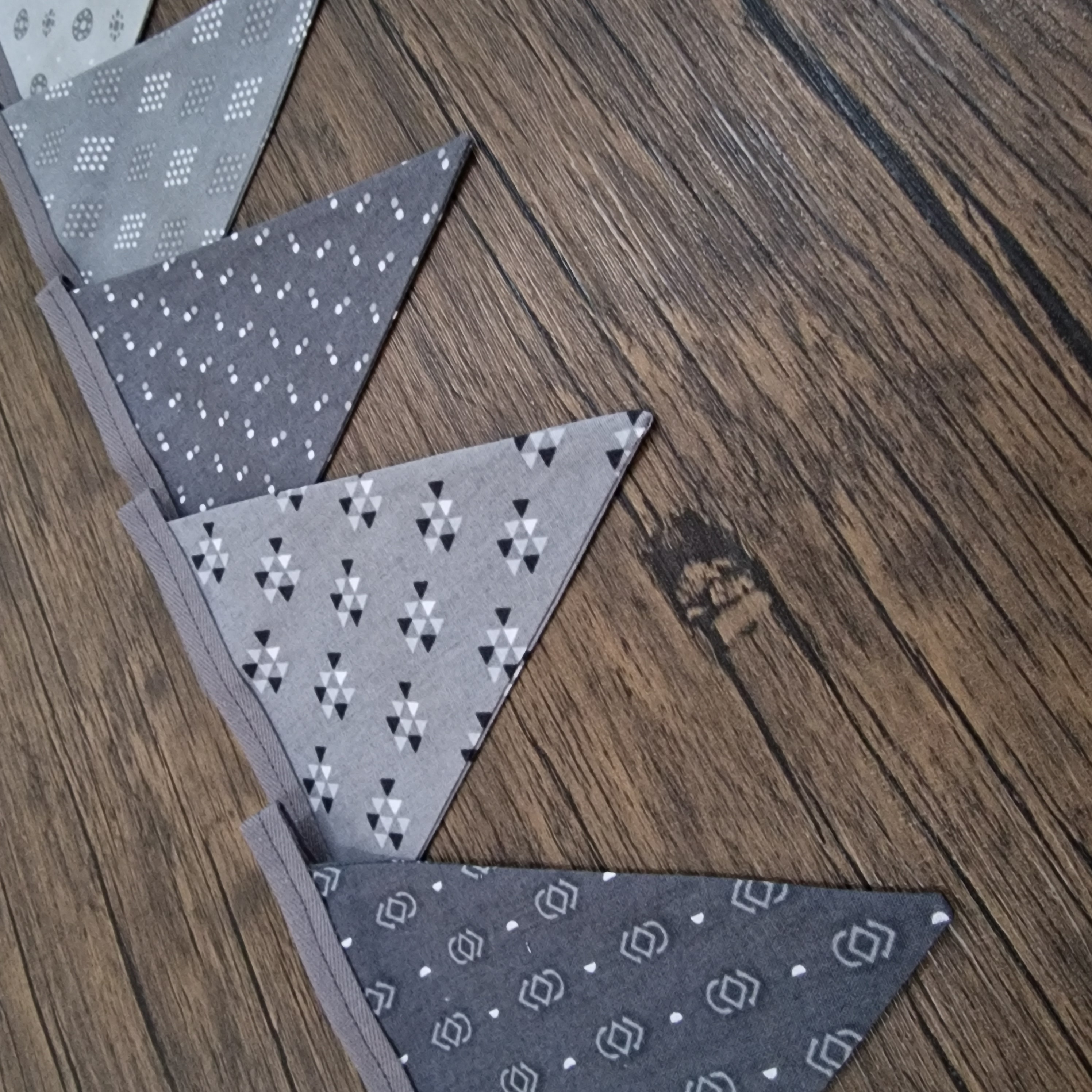 Grey Bunting | Double sided fabric bunting | Grey shades