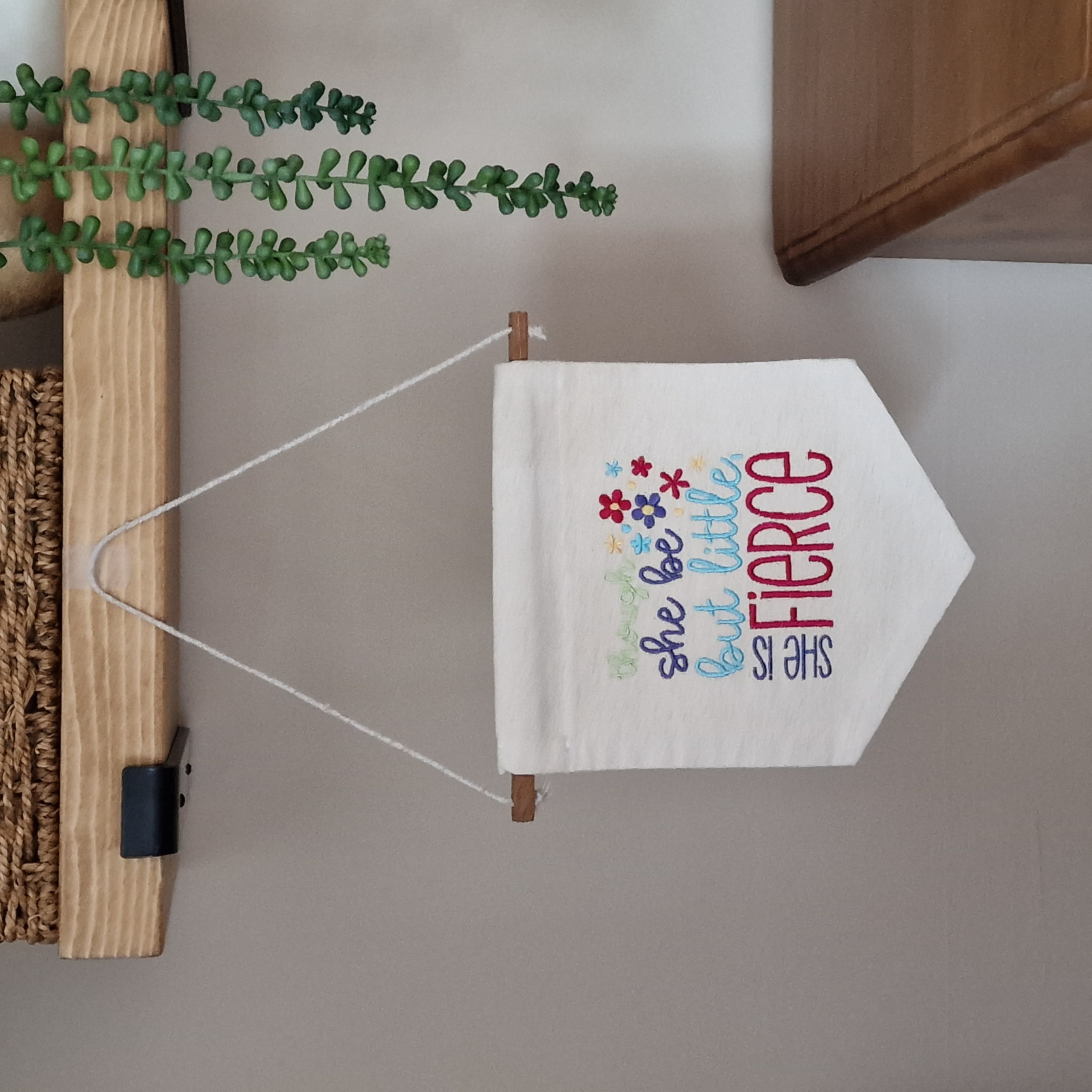 Embroidered Wall Hanging for Nursery - She Is Fierce Design
