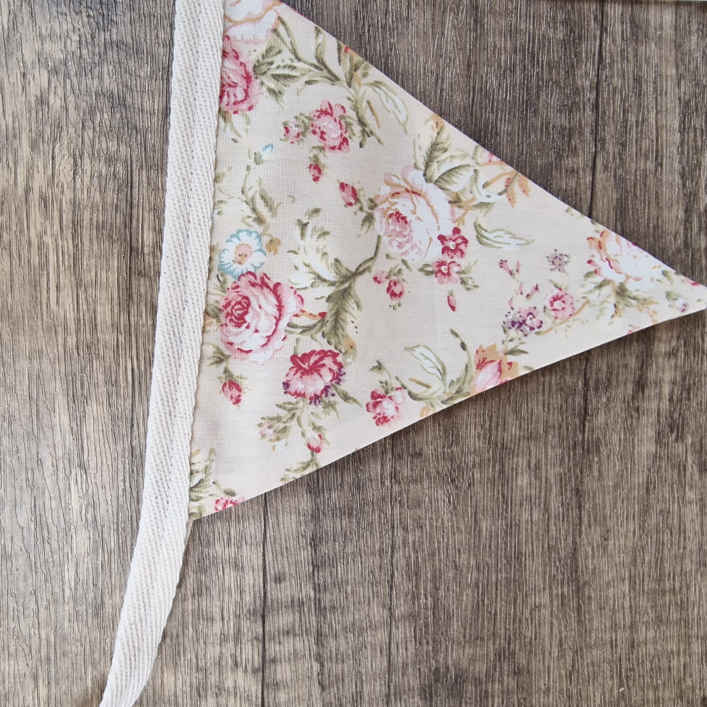 Floral Fabric Bunting - Cream & Rose Pink