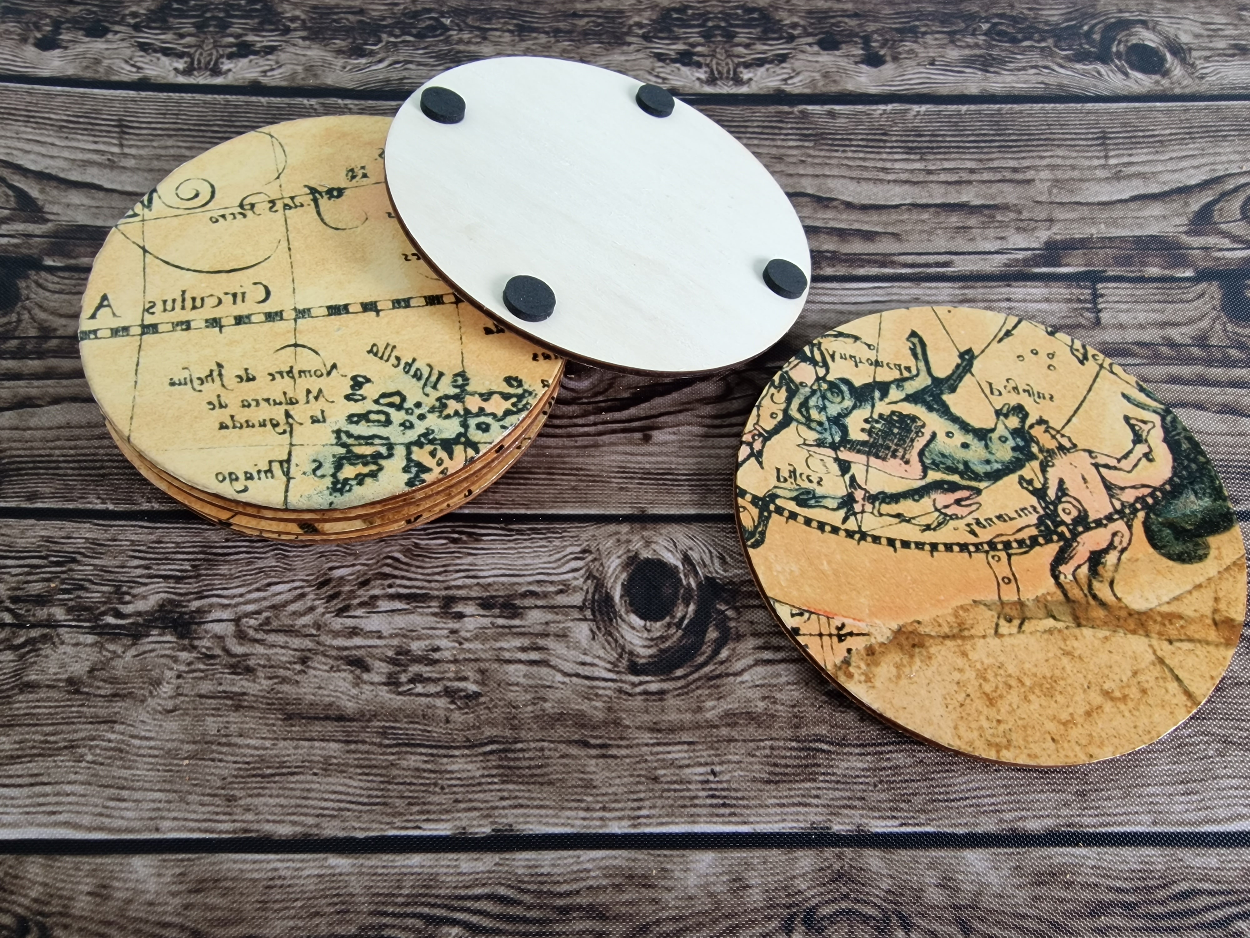 Map Print Handmade Decoupage Coasters (set of 6)