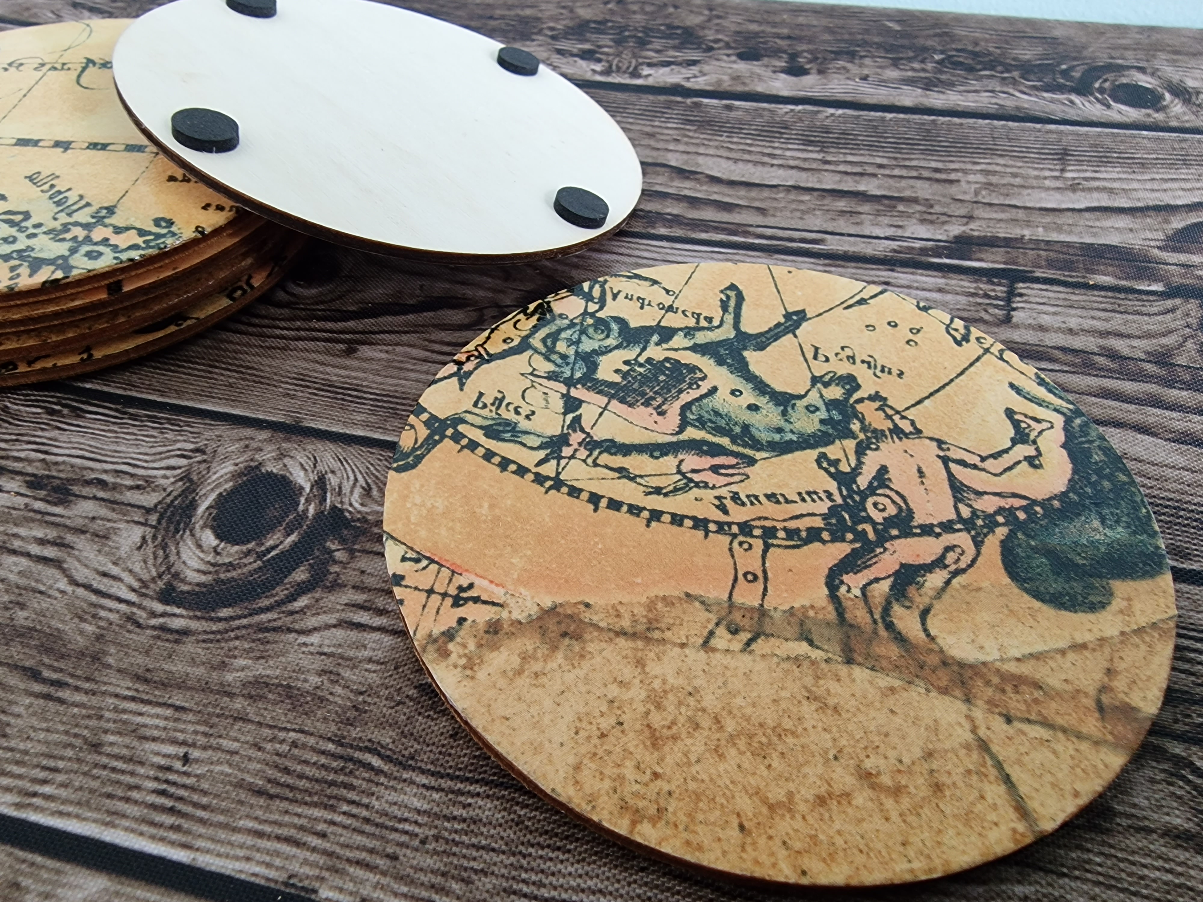 Map Print Handmade Decoupage Coasters (set of 6)