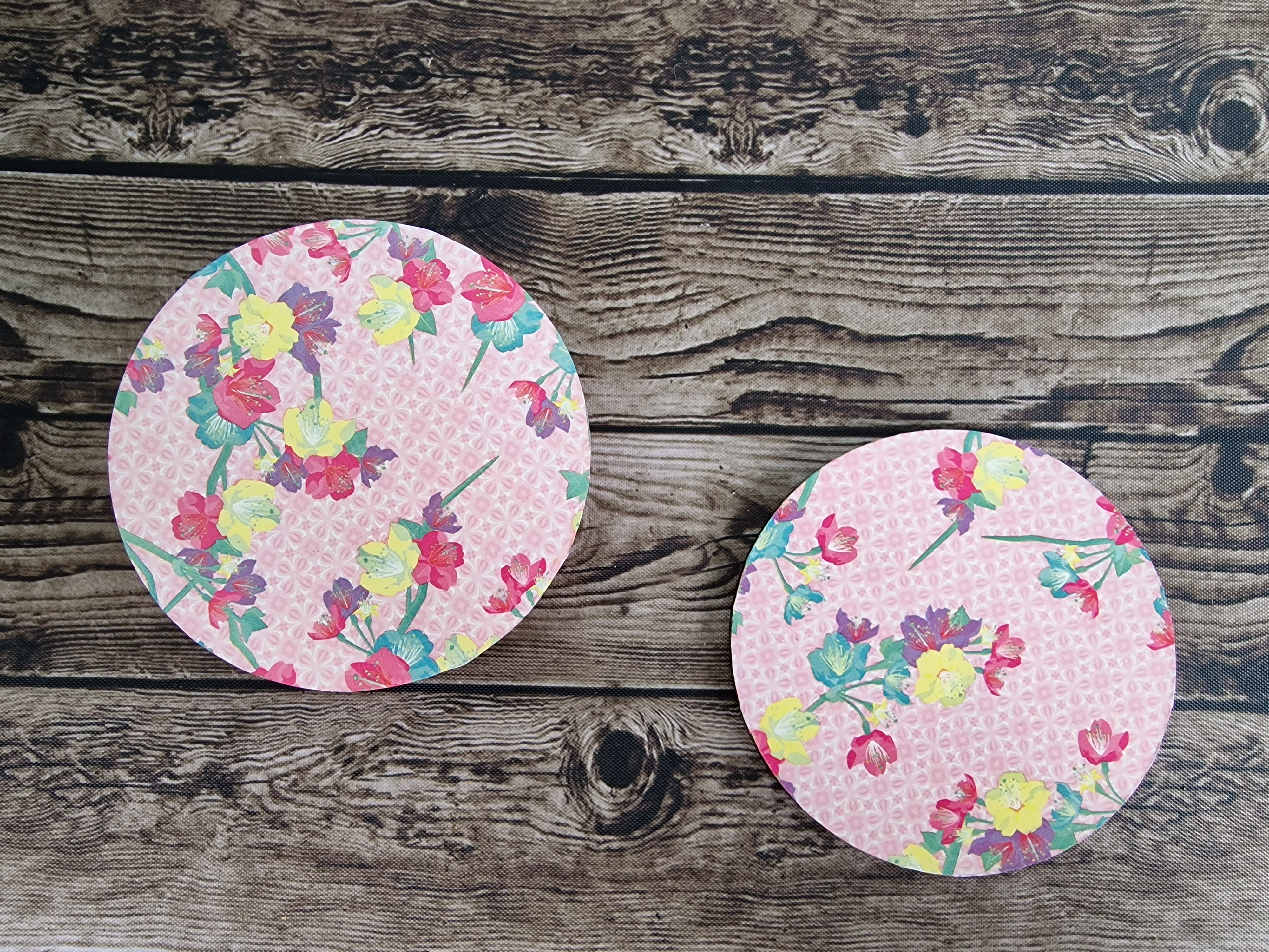 Pink Floral Handmade Decoupage Coasters (Set of 6)