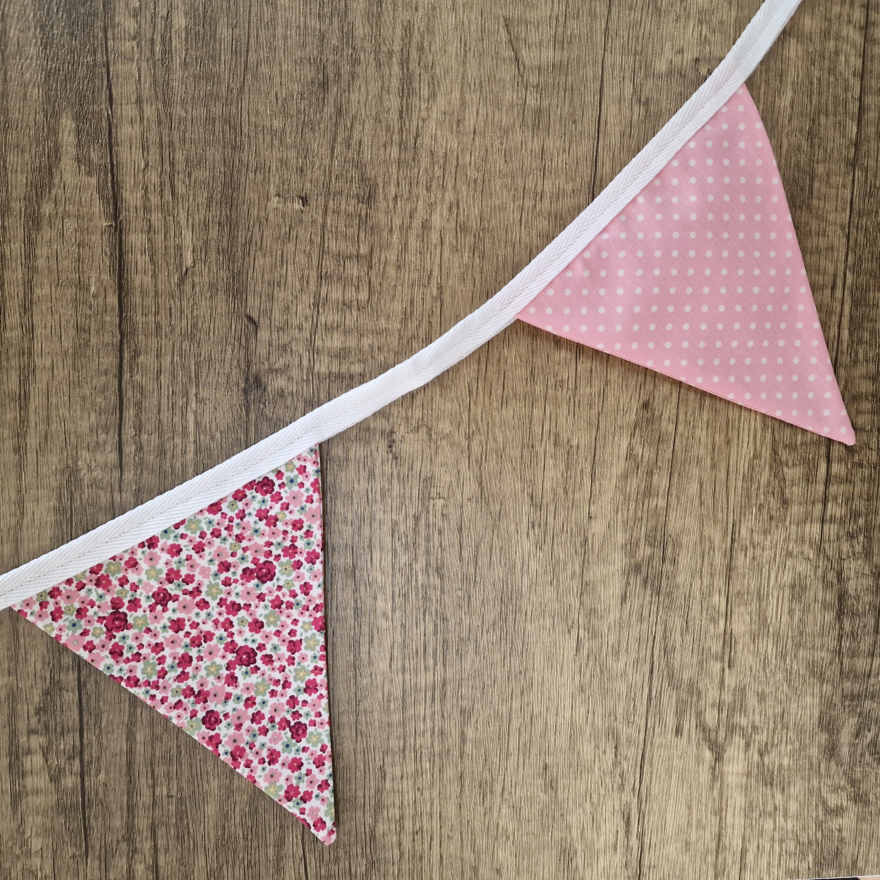 Vintage Style Pink & Mint Fabric Bunting 