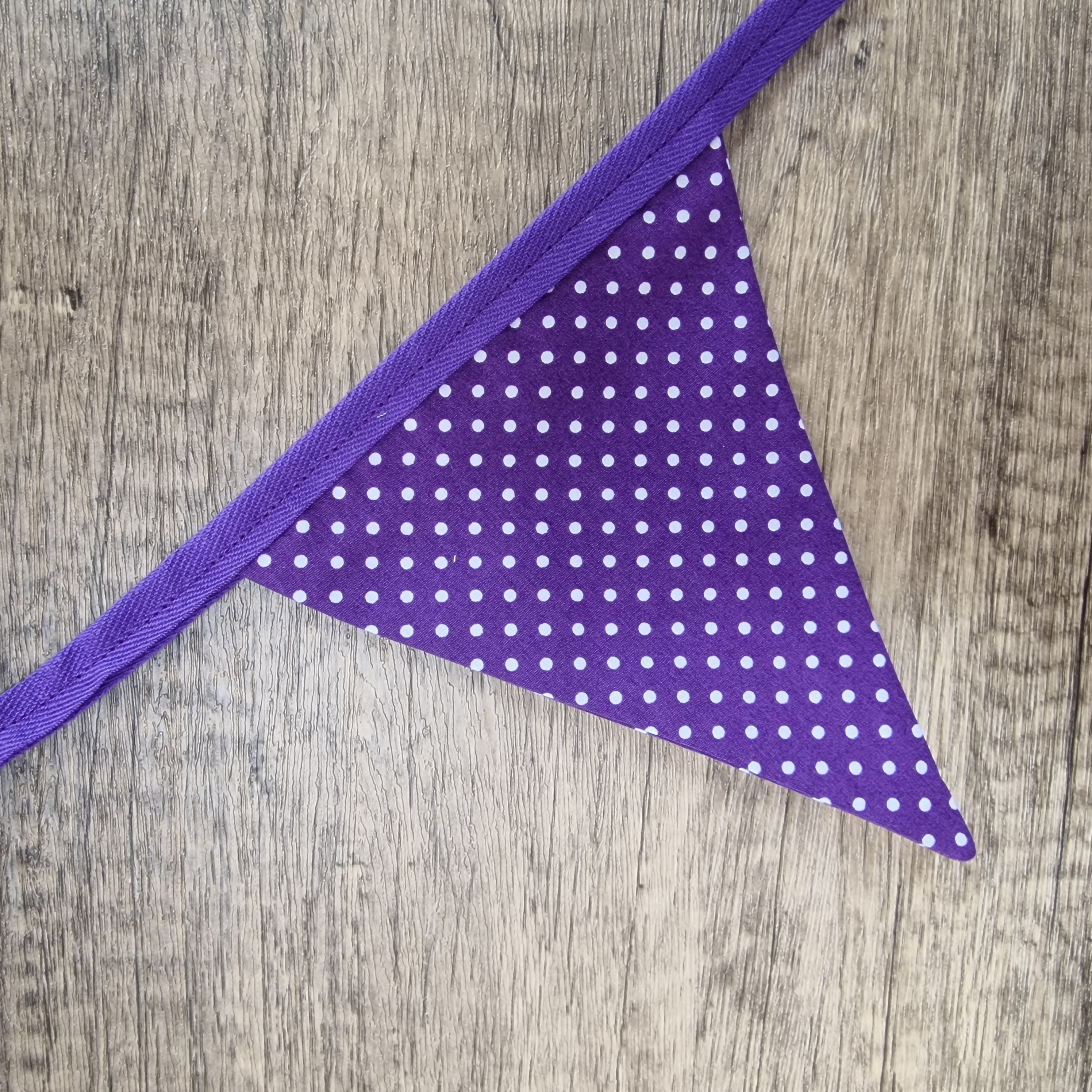 Vintage Style Wild Purple flowers & Purple Spotted Fabric Bunting 