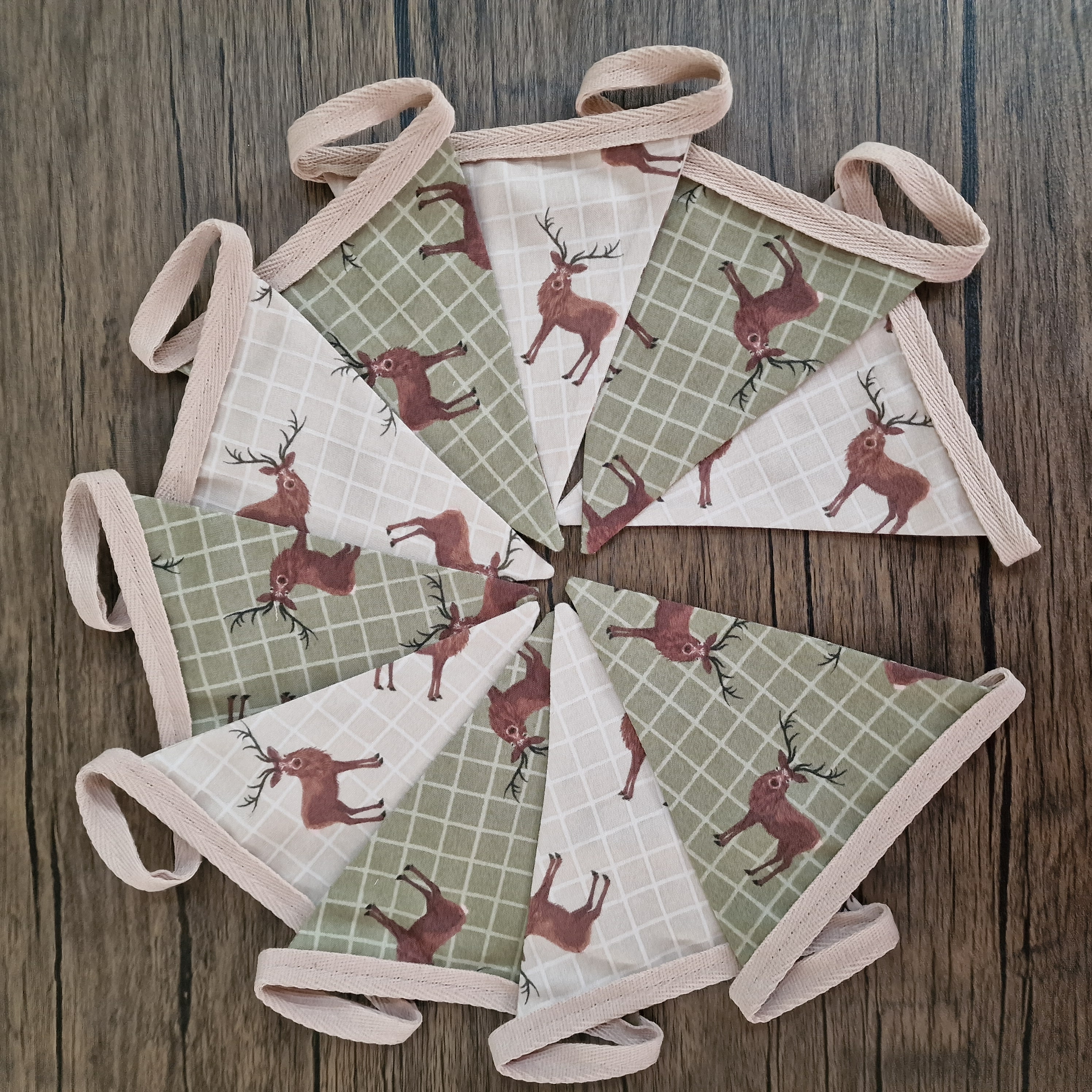 Stag Bunting Sage Green & Beige