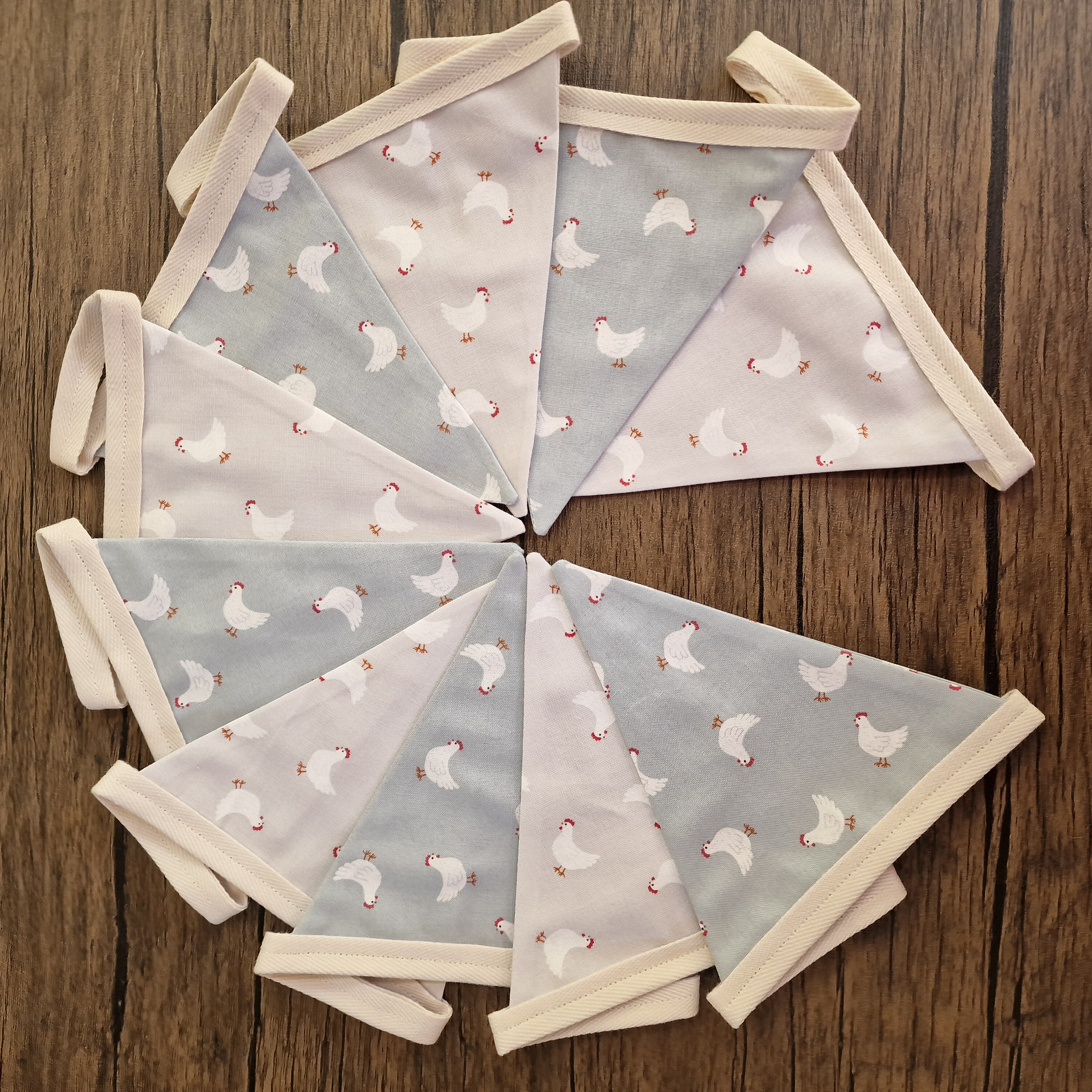 Chicken Bunting Duck Egg Blue & Grey