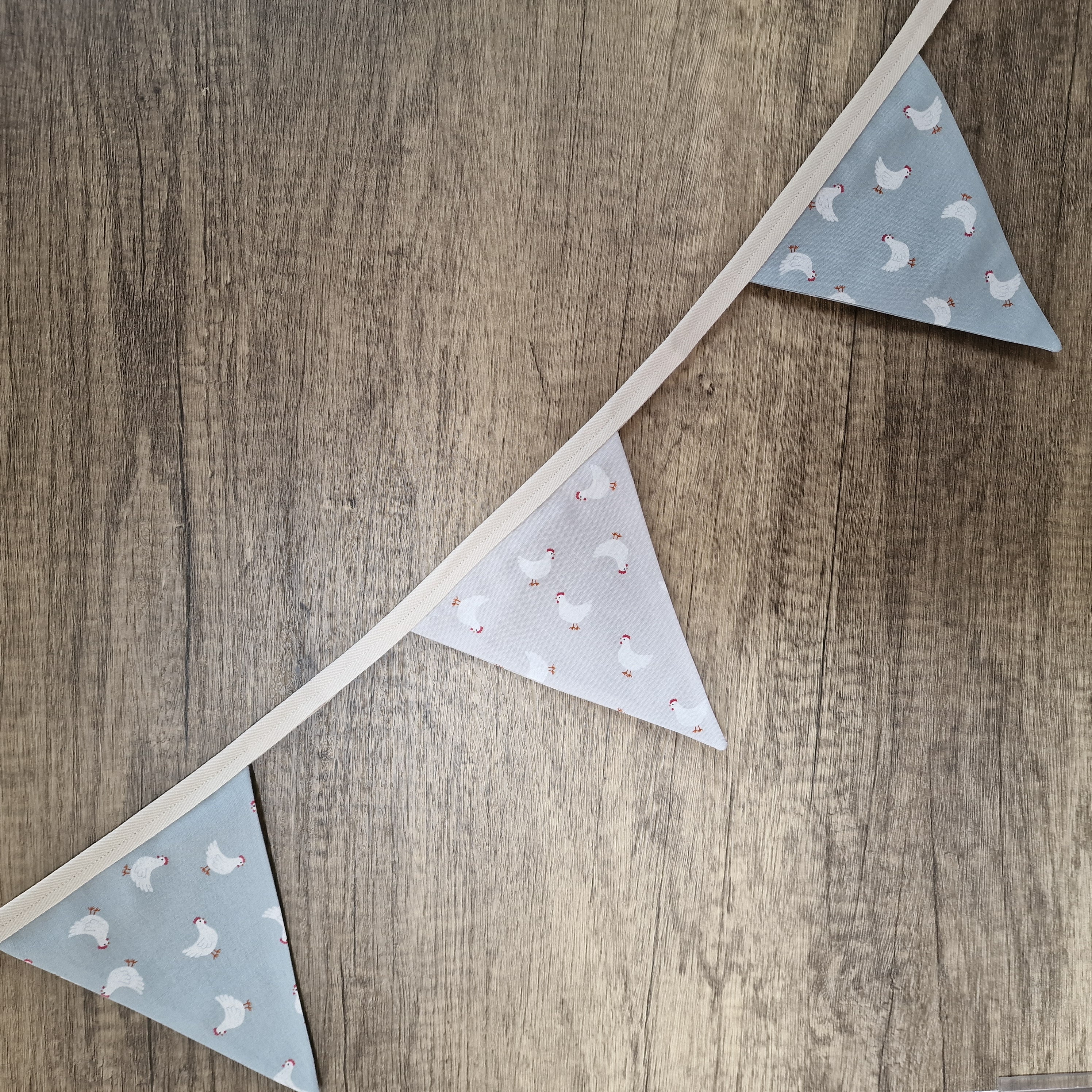 Chicken Bunting Duck Egg Blue & Grey