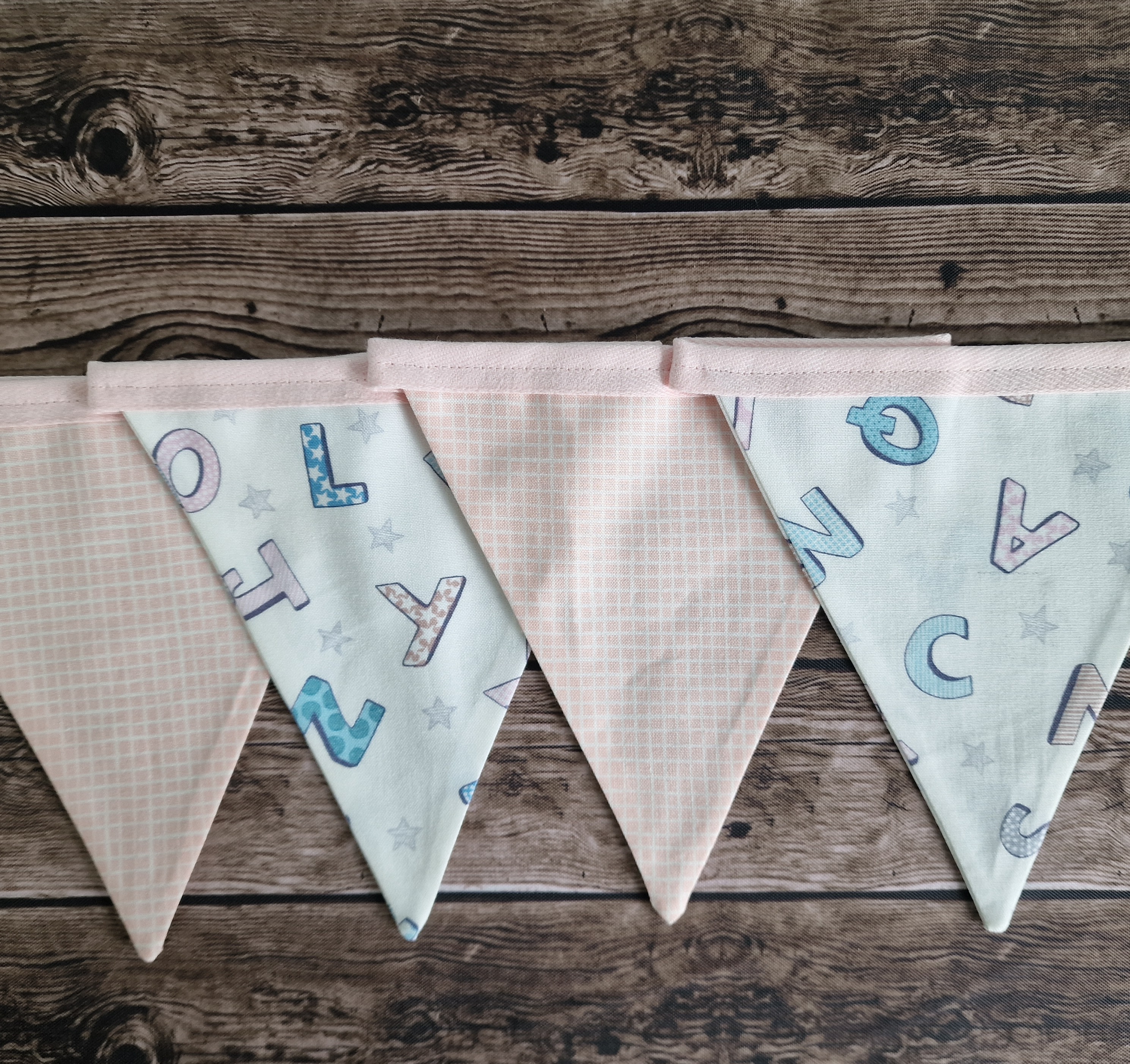 Nursery Bunting - Pink & Cream | Alphabet Fabric design