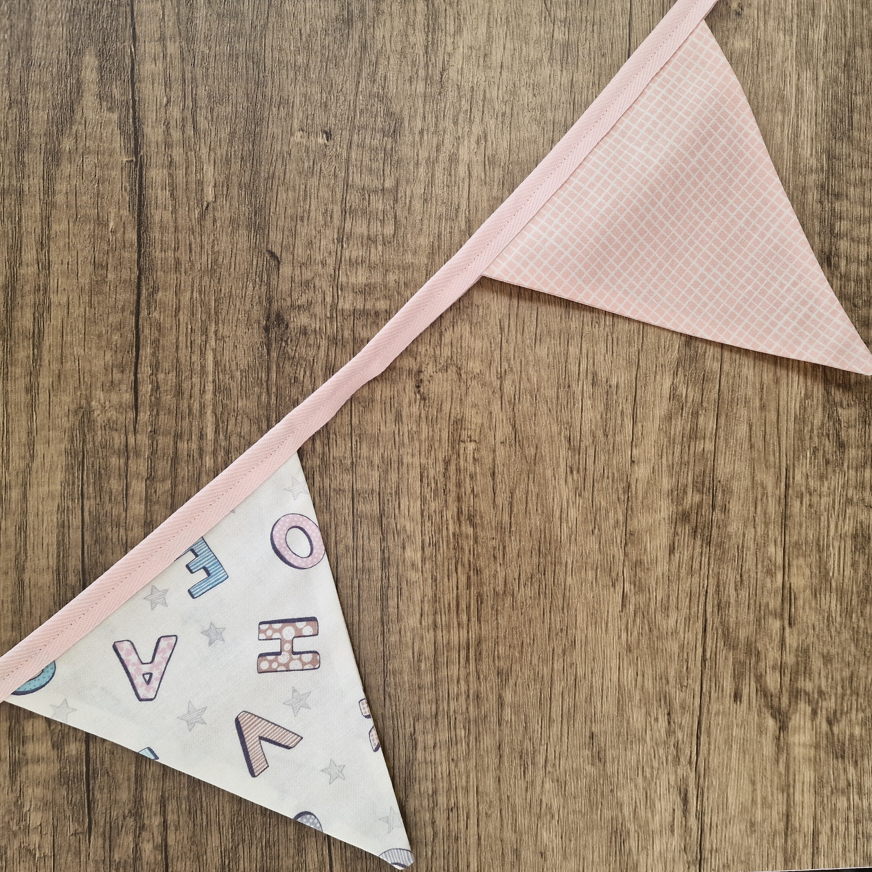 Nursery Bunting - Pink & Cream | Alphabet Fabric design