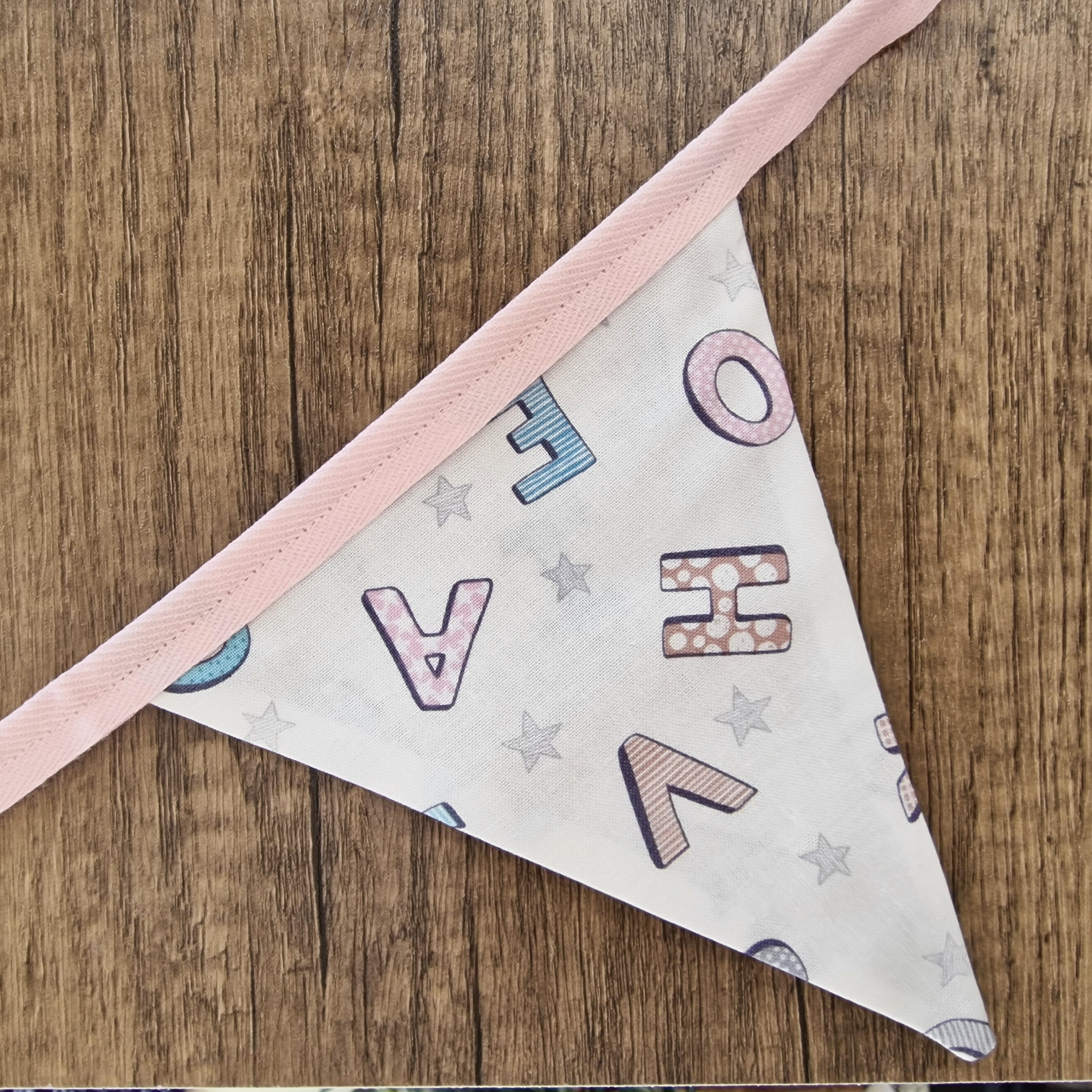 Nursery Bunting - Pink & Cream | Alphabet Fabric design