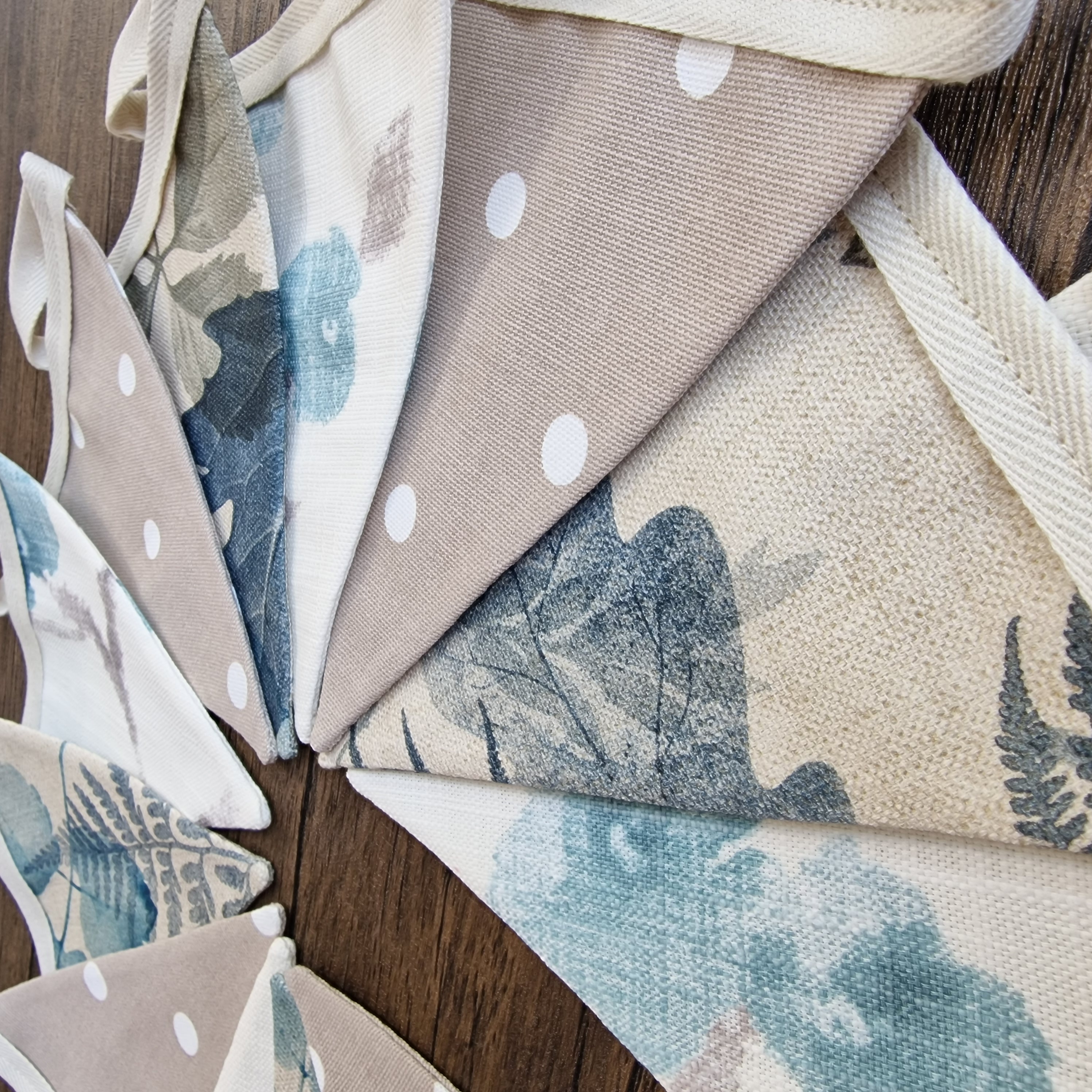 Cream, Blue & Beige Floral Bunting | coastal style