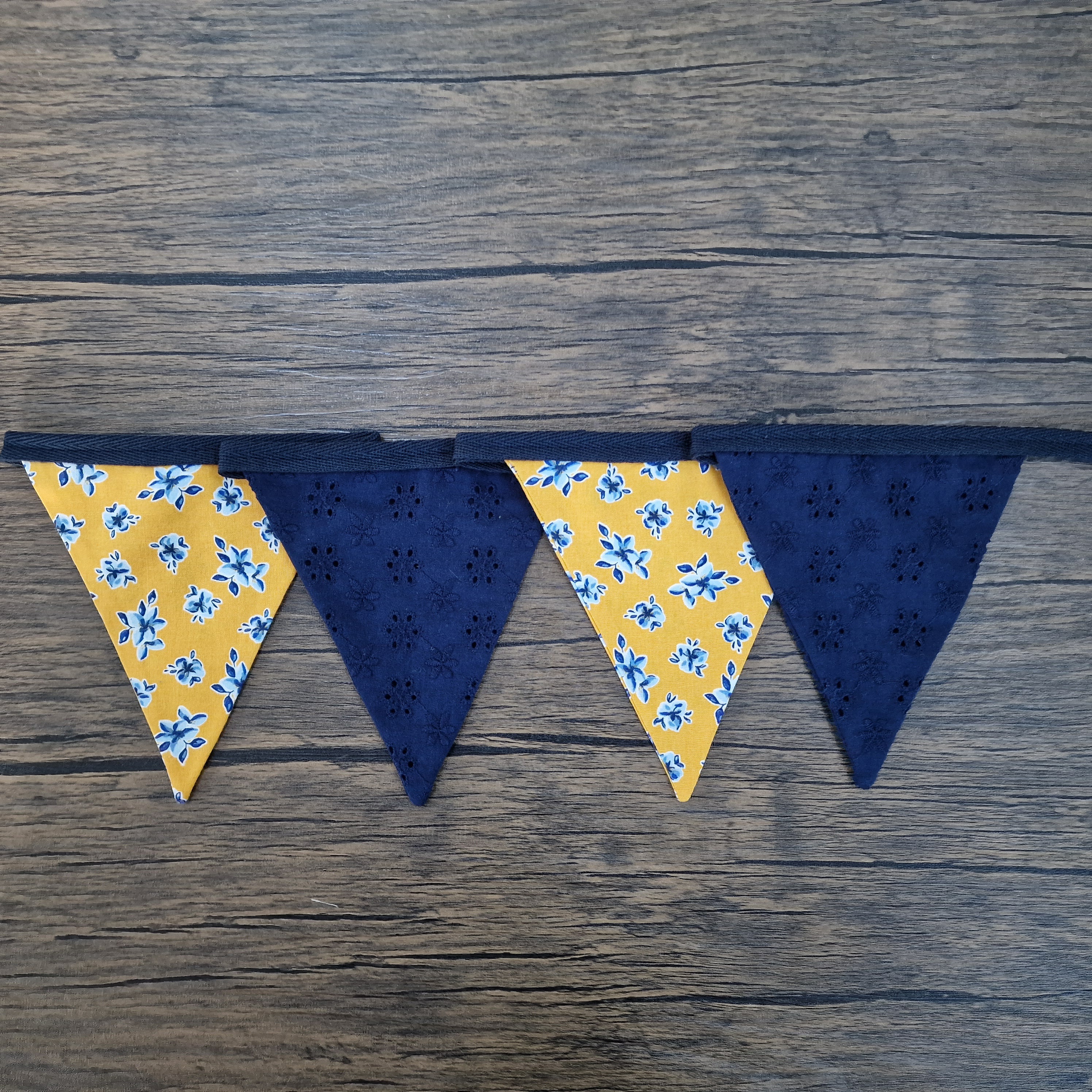 Mustard Yellow & Navy Blue Fabric Bunting 