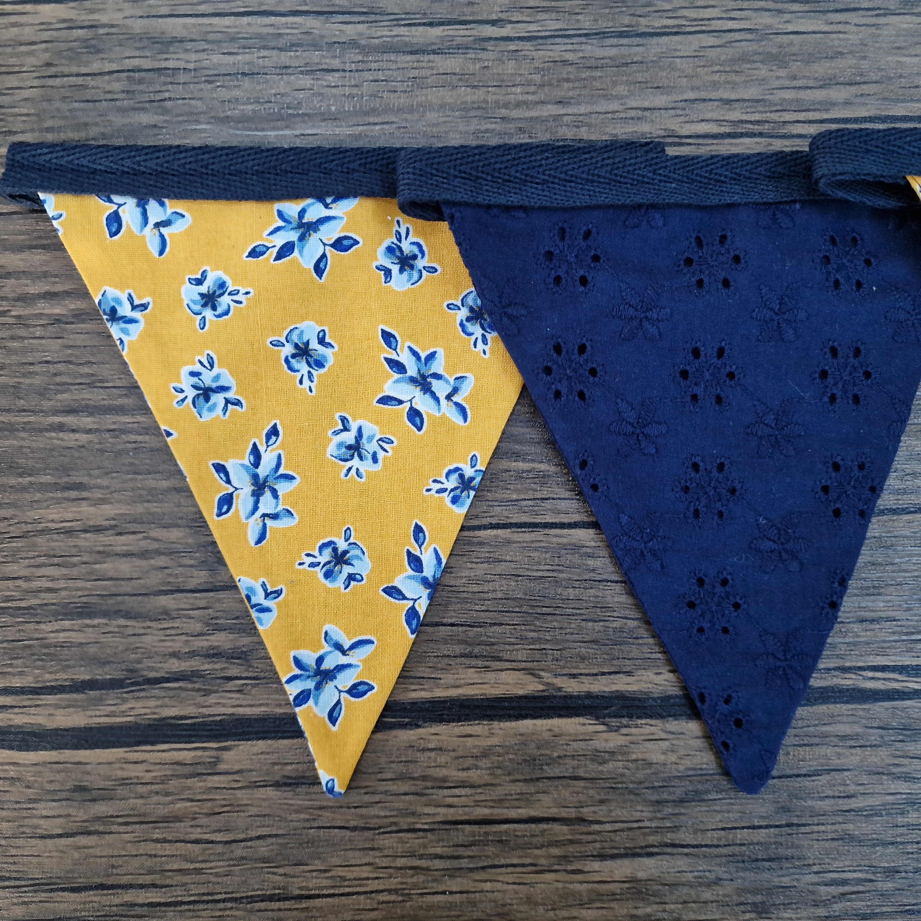 Mustard Yellow & Navy Blue Fabric Bunting 